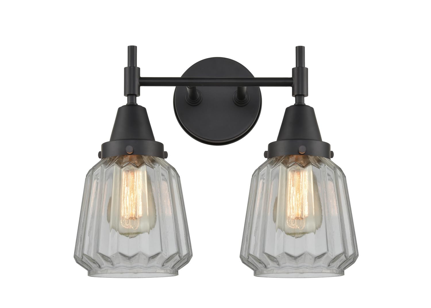 Innovations 447-2W-BK-G142-LED Black Transitional LED Bathroom Vanity Light Fixture - Perfect for Modern Bathrooms, Powder Rooms & Spa-Like Retreats