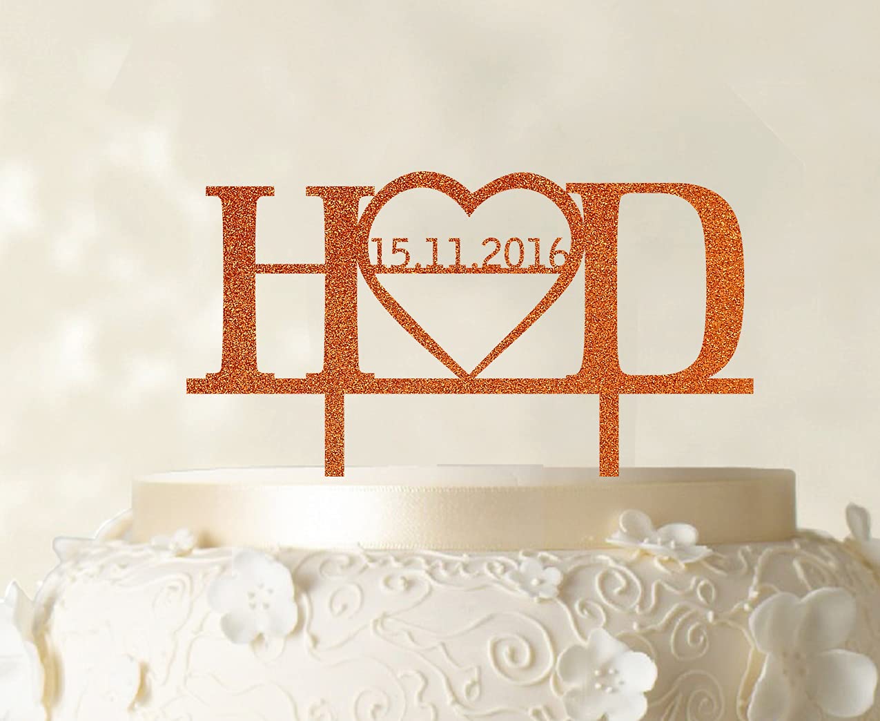Custom Monogram Wedding Cake Topper - Personalized Cake Decorations (5