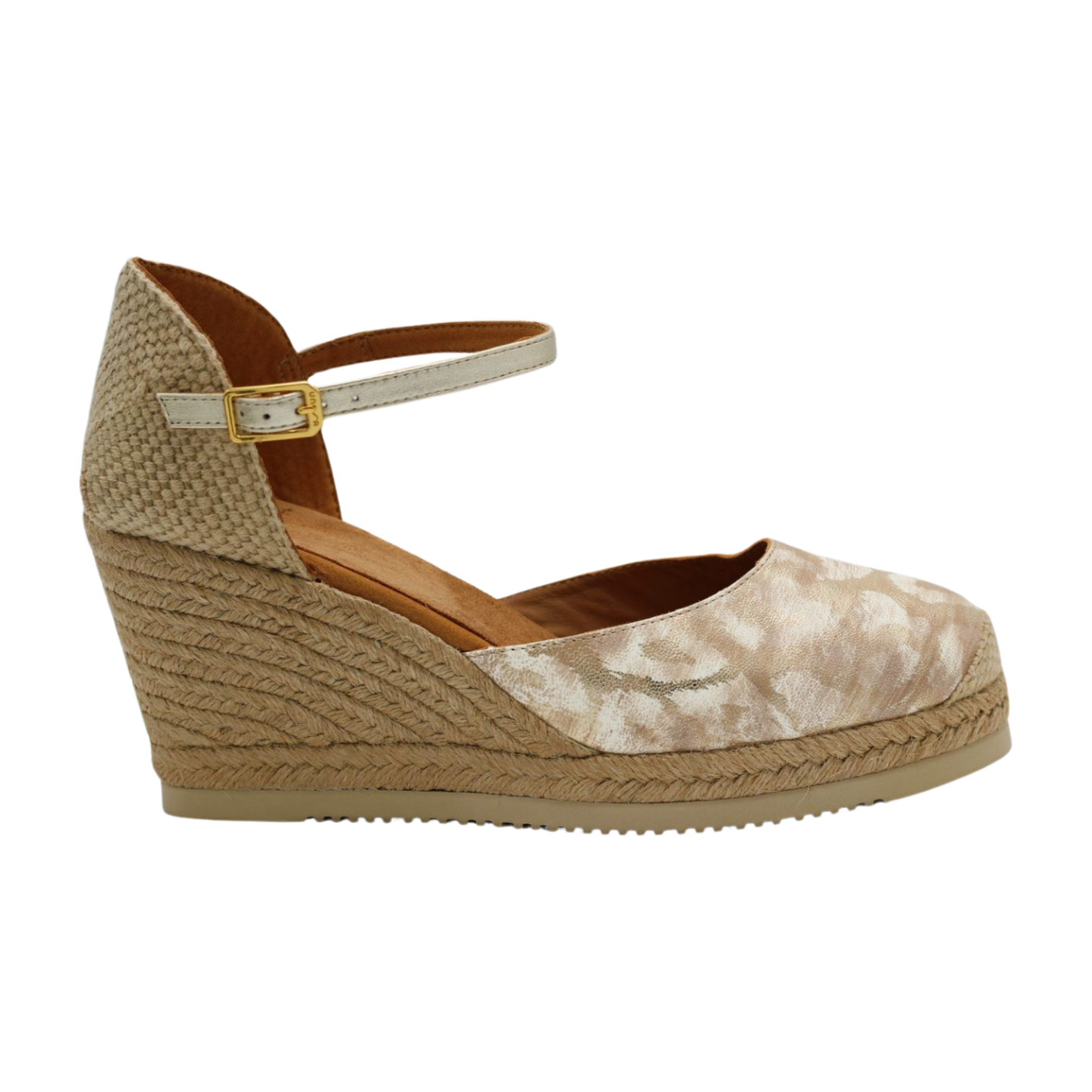 UNISA Gold Print Leather Espadrille Castilla - Women's Fashion Flats for Summer, Comfortable Slip-On Shoes with Stylish Gold Design | Perfect for Beach, Vacation, and Casual Outings