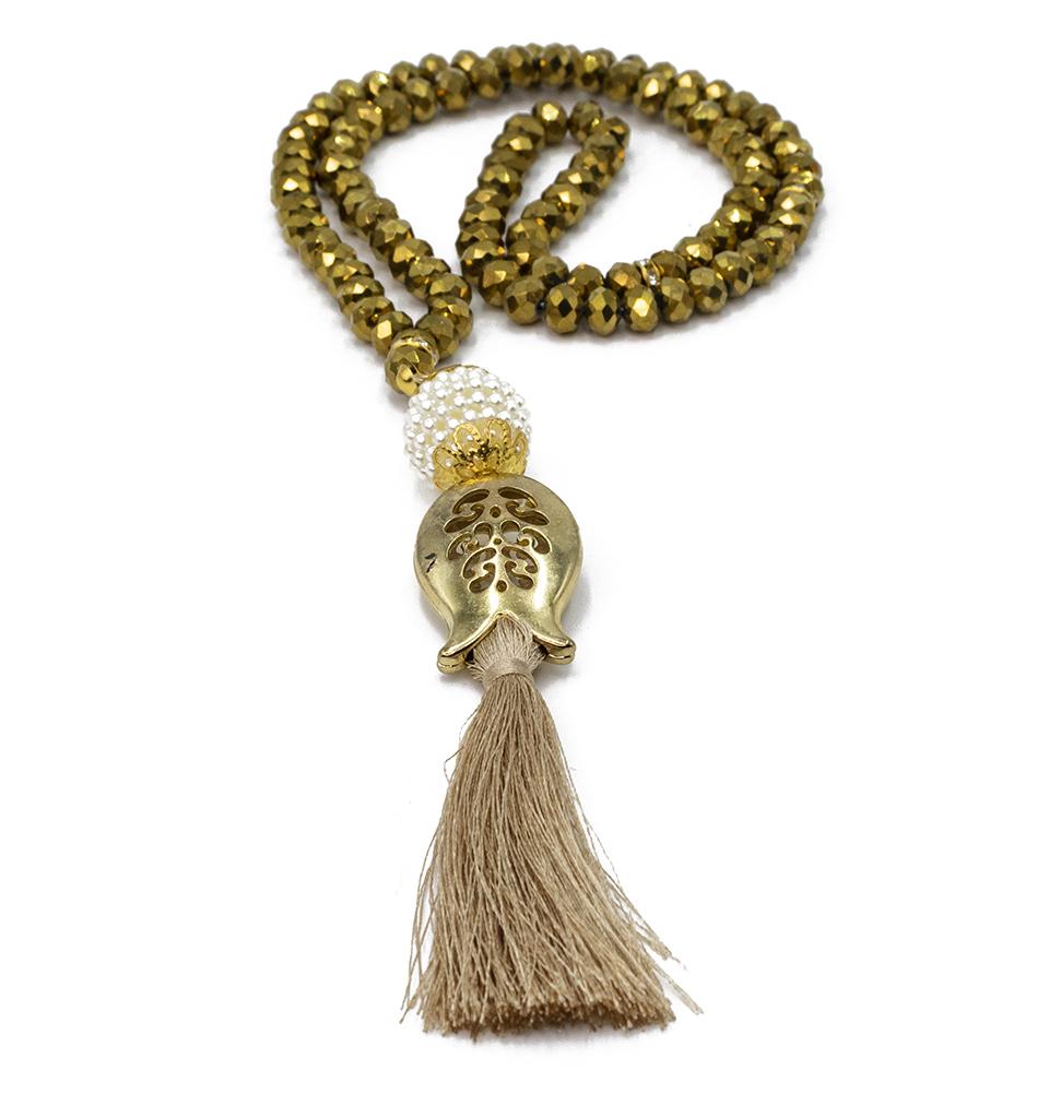 Premium Islamic Tesbih - 99 Count Acrylic Crystal Cut Prayer Beads with Elegant Gold Tulip Tassel for Muslim Prayer, Meditation & Spiritual Relaxation | Perfect Gift for Eid, Ramadan & Religious Occasions