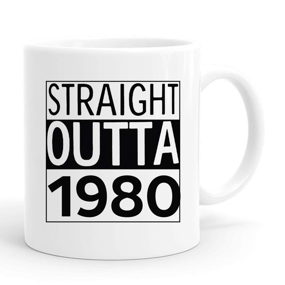 Joey Straight Outta 1980 11oz Ceramic Coffee Mug - 40th Birthday Gift for Women, 1980s Themed Present for Her, Friend, Mom, Sister, Wife, Grandma & Coworker - Perfect for Coffee, Tea or Hot Chocolate at Home or Office