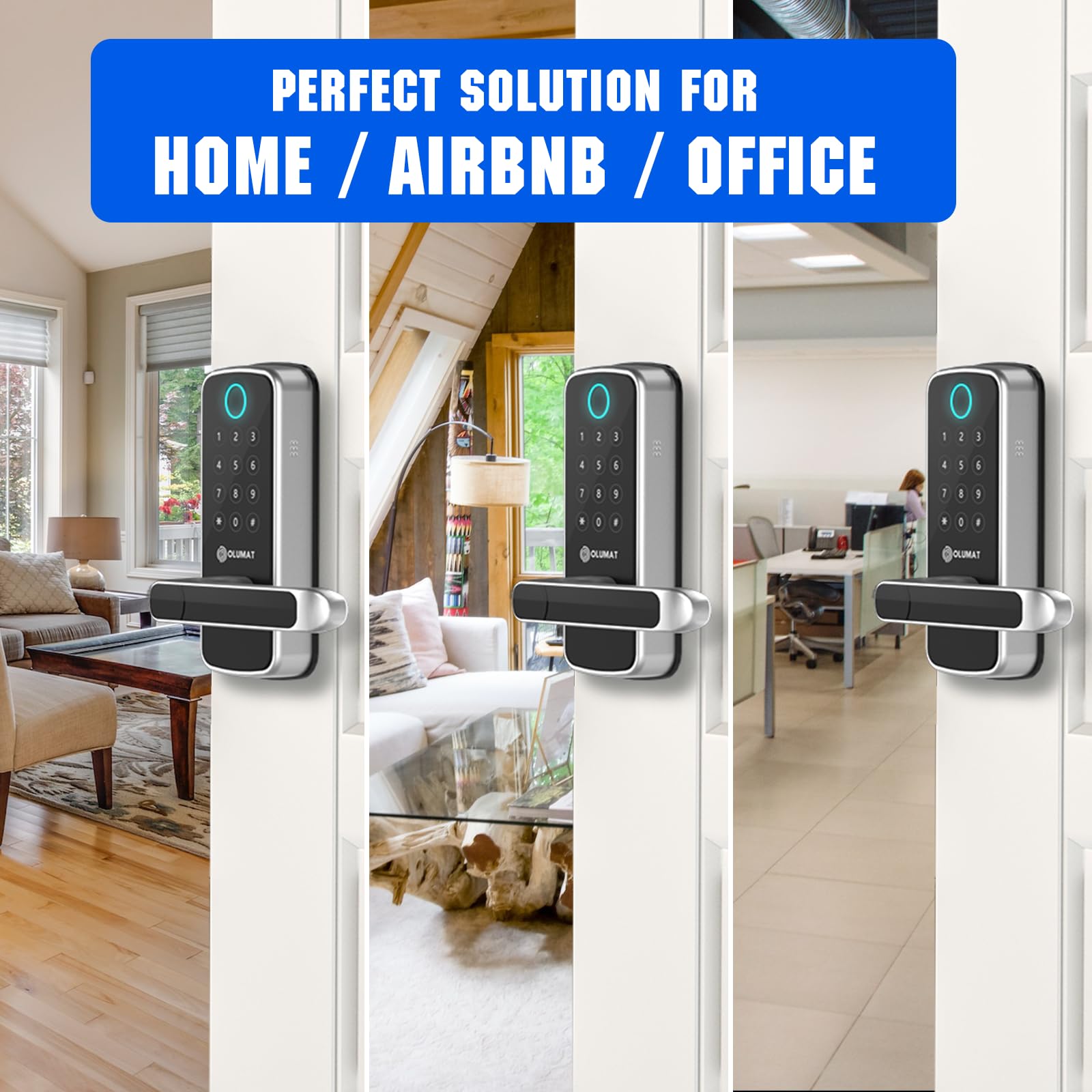 Smart WiFi Door Lock with Keyless Entry & Fingerprint - Keypad & App Control Smart Lock for Front Door - Auto Lock & Door Sensor - Perfect for Home Security & Vacation Rentals
