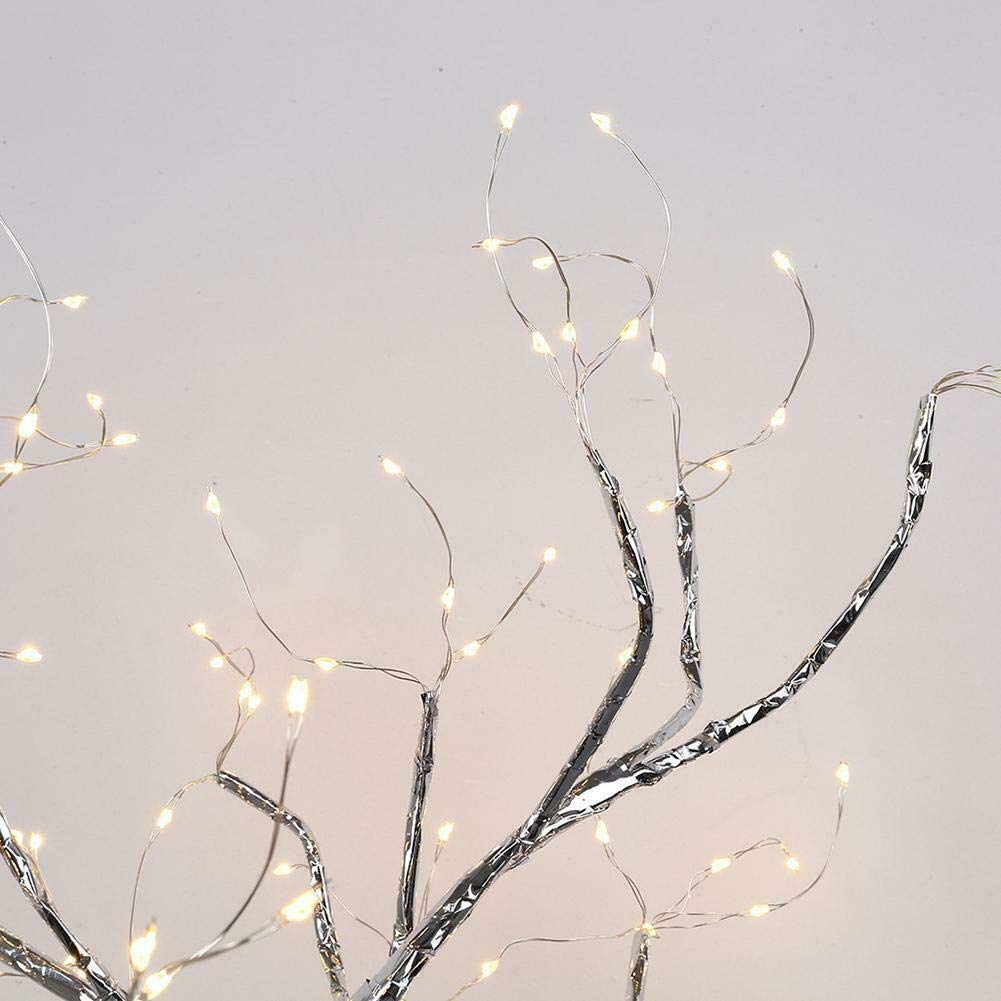 108 LED Silver Copper Wire Table Tree Light - 8 Modes USB/Battery Operated Artificial Bonsai Lamp for Home & Office Decor (Warm White) | Perfect for Christmas, Bedroom, Desk & Party Decoration