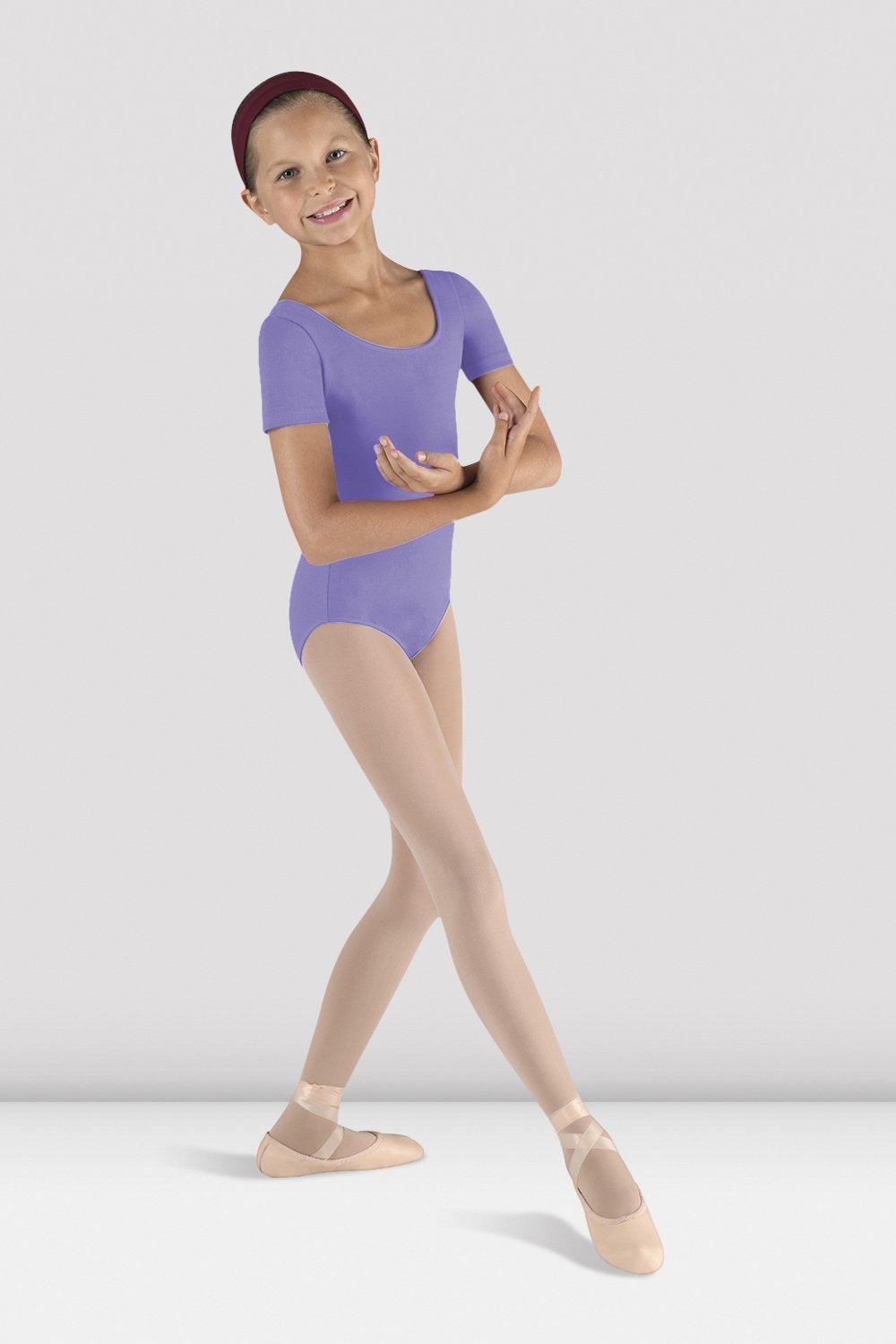 Girls Short Sleeve Round Neck Leotard - Ballet Dance Gymnastics Leotards for Toddler & Kids - Perfect for Dance Class, Performance & Practice
