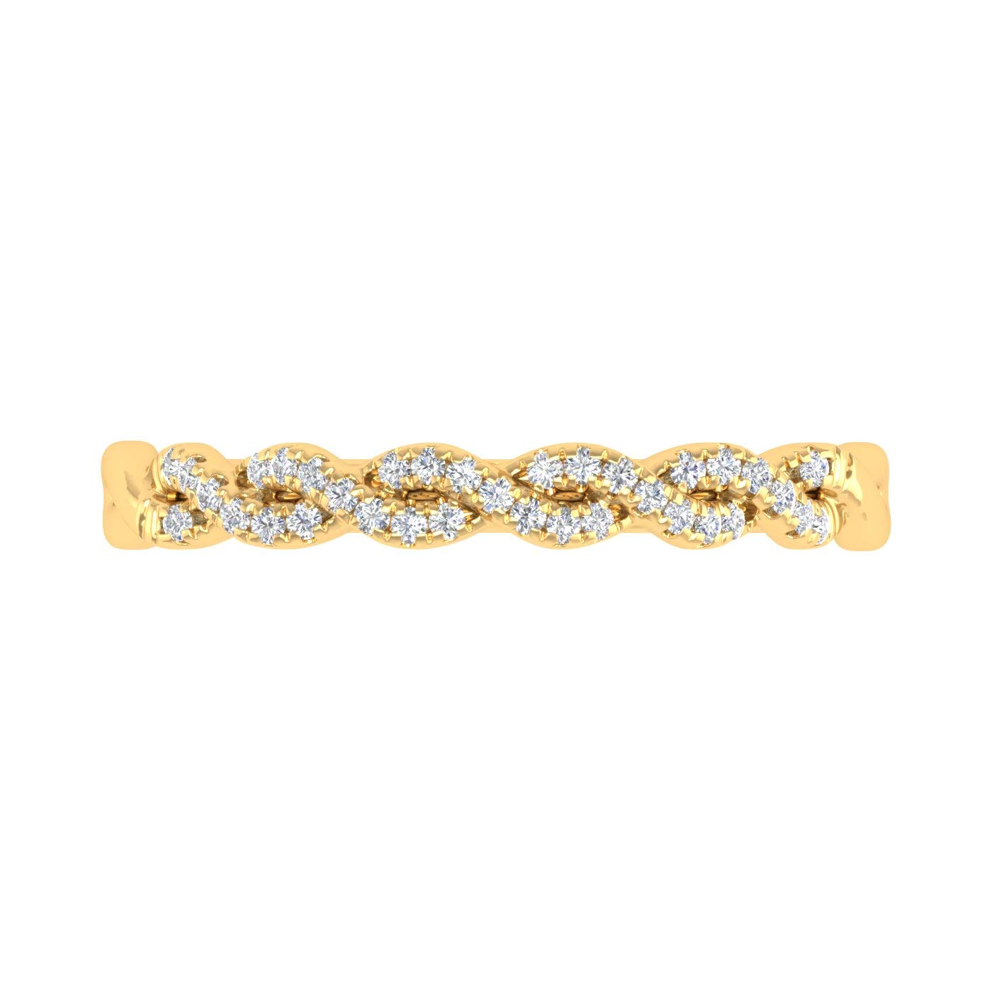 1/10 Carat Twisted Diamond Wedding Band Ring - 10K Solid Gold for Women - Elegant Bridal Jewelry for Engagement, Anniversary & Special Occasions