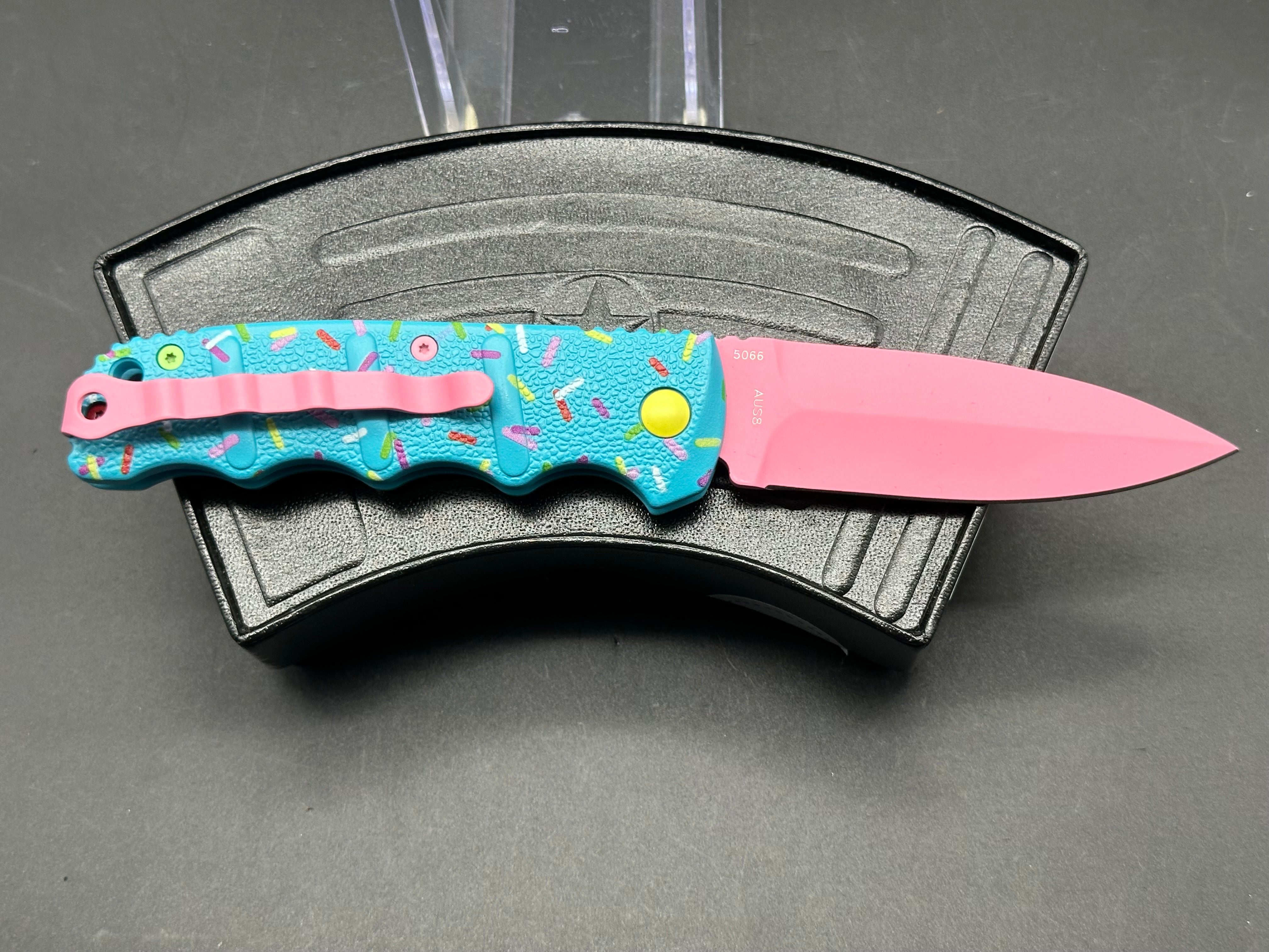 Boker Dessert Warrior Auto Knife - Blue Blade, Like New Condition with Original Box - Perfect for Camping, Hiking & Everyday Carry (EDC)
