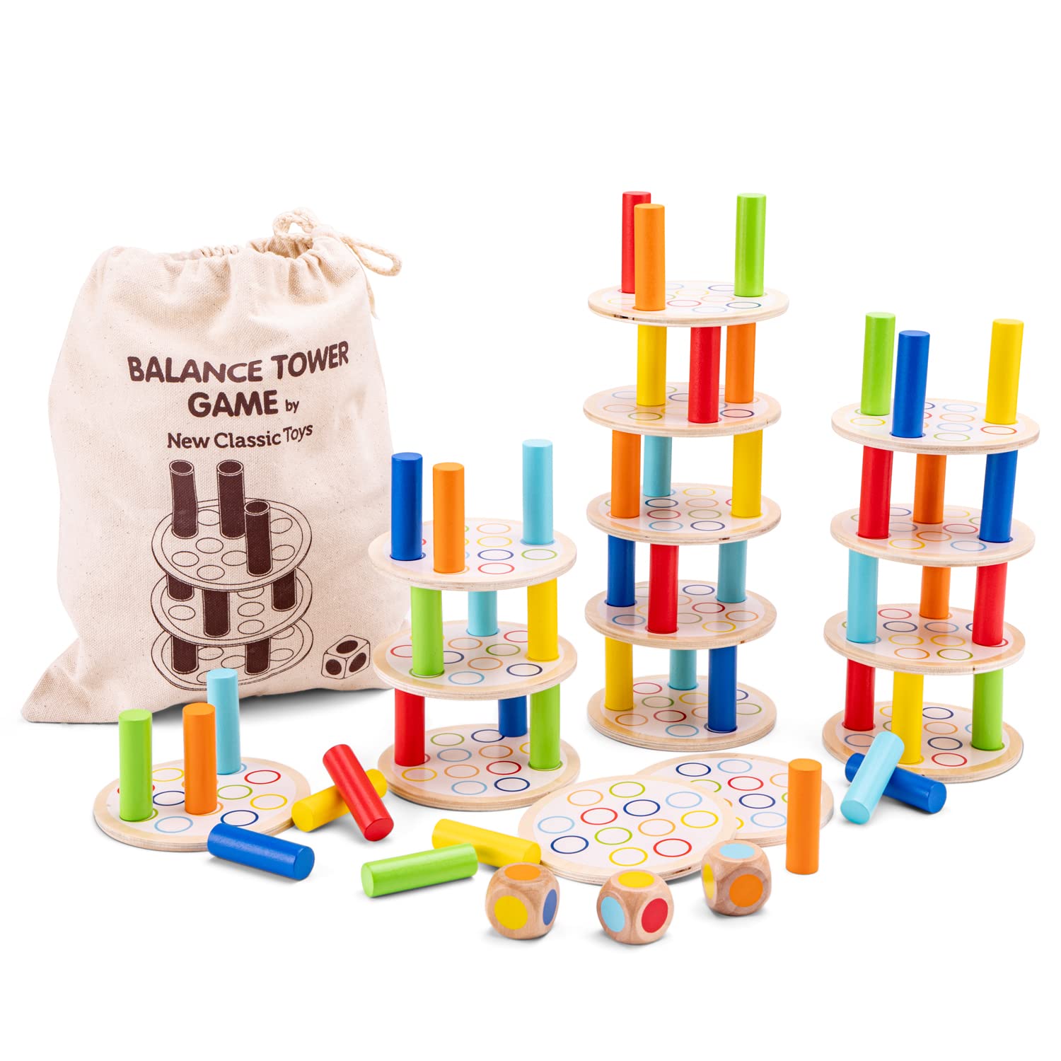 Classic Wooden Stacking Tower Balancing Game - 10809 - Fun Family Board Game for Kids & Adults - Perfect for Parties, Gifts & Indoor Activities