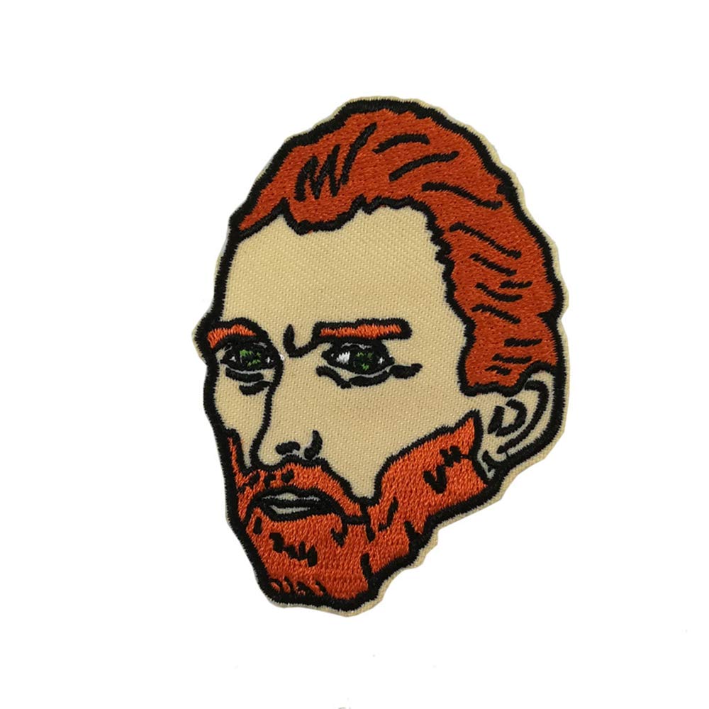 Vincent Van Gogh Portrait Embroidered Iron-On Patch - Artistic Sew-On Badge for Jackets, Bags & DIY Crafts - Funny Novelty Accessory for Art Lovers