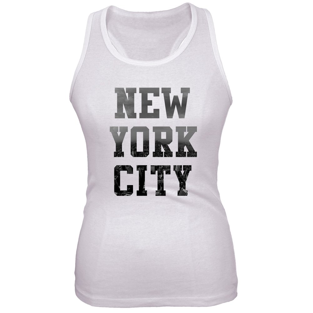 Old Glory New York City Juniors White Tank Top for Women - Small Size | Casual Summer Wear, Street Style Fashion, Gym & Beach Outfit