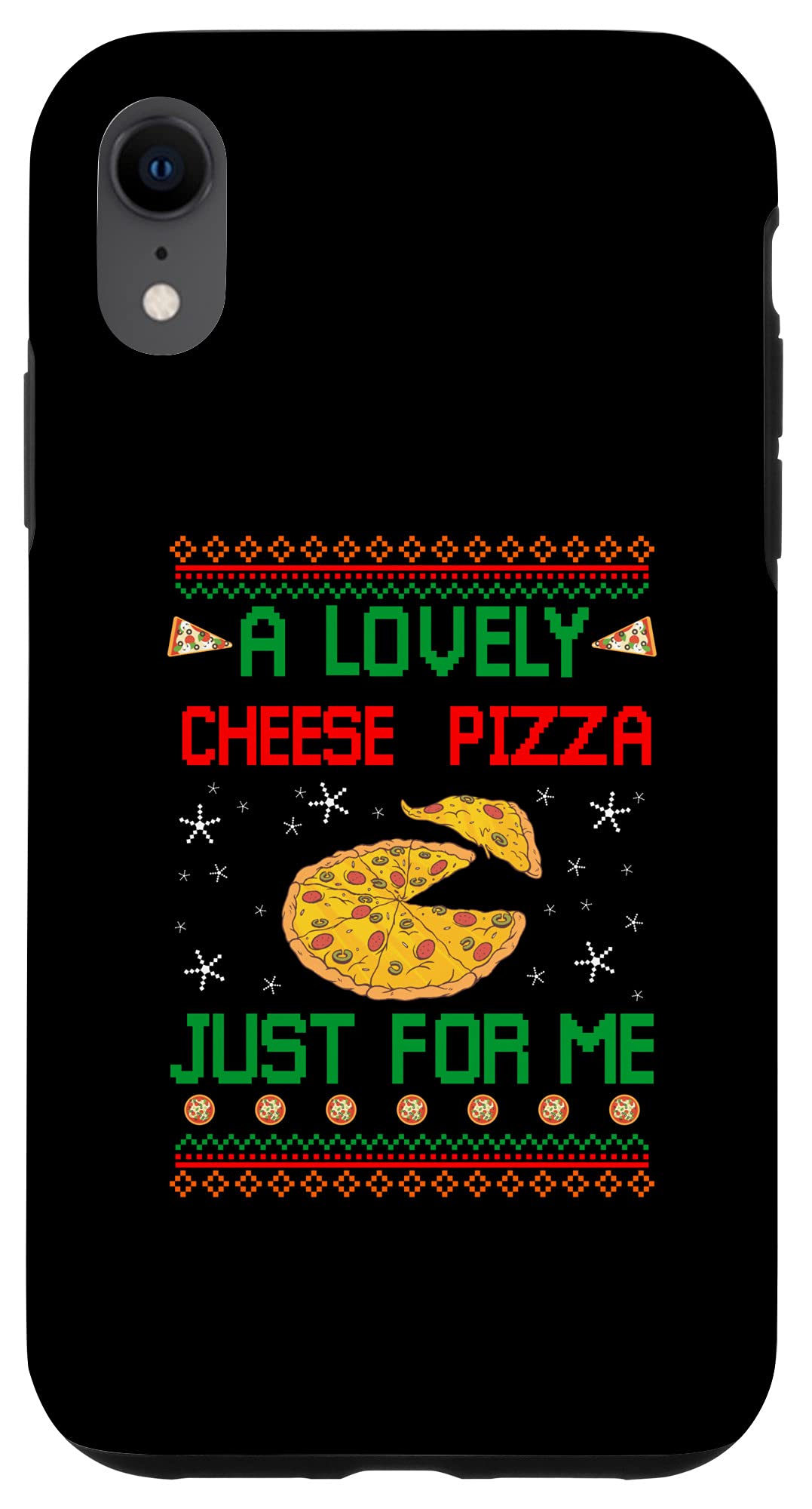 iPhone XR Case for Cheese Lovers - Funny Christmas Pizza Design - Perfect Gift for Foodies & iPhone Users