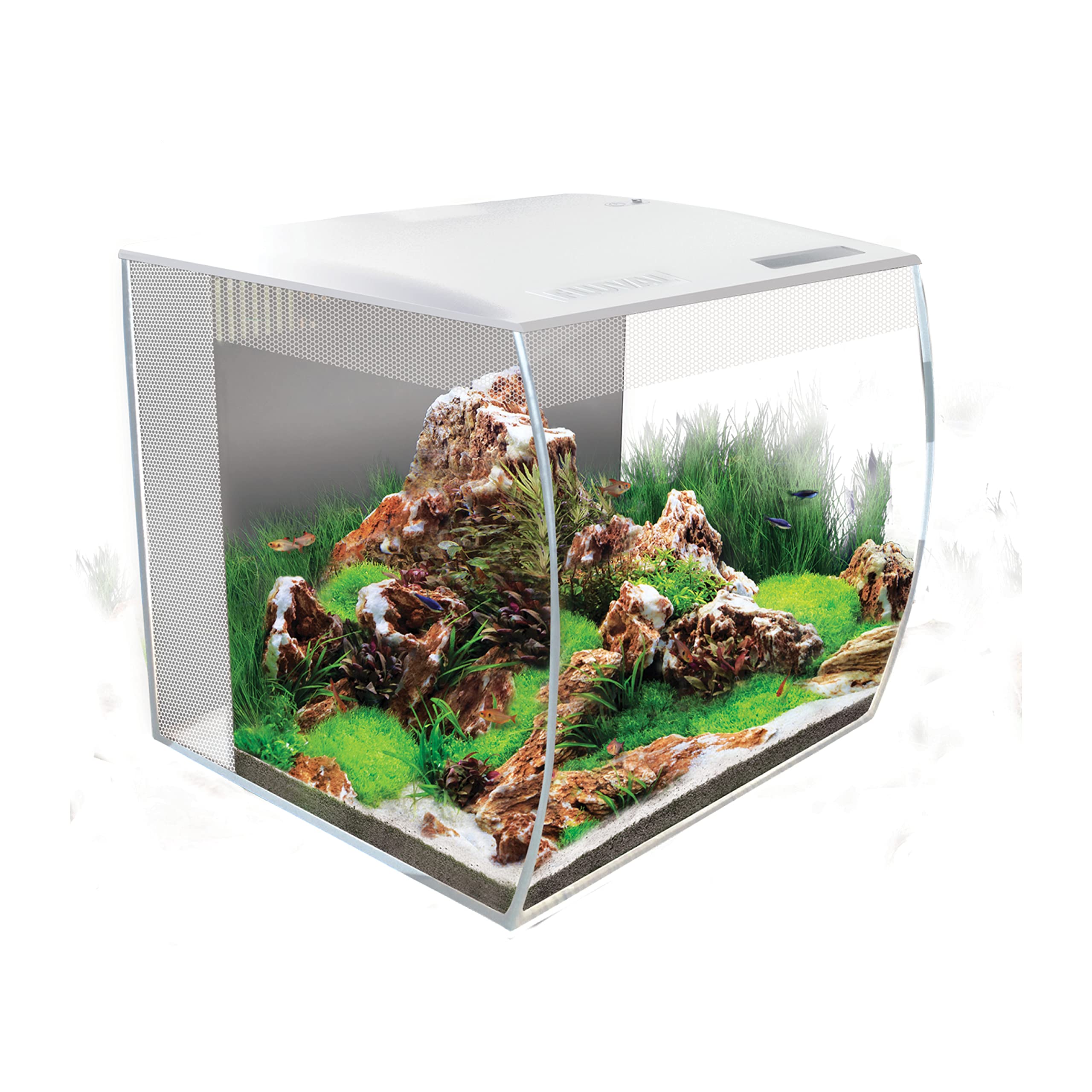 Fluval Flex 15 Gallon Aquarium Kit - Complete Fish Tank with LED Lights & Filtration System - 16x15x15 Inch White Tank for Freshwater Fish, Plants & Aquatic Pets - Perfect for Home, Office & Classroom Decor