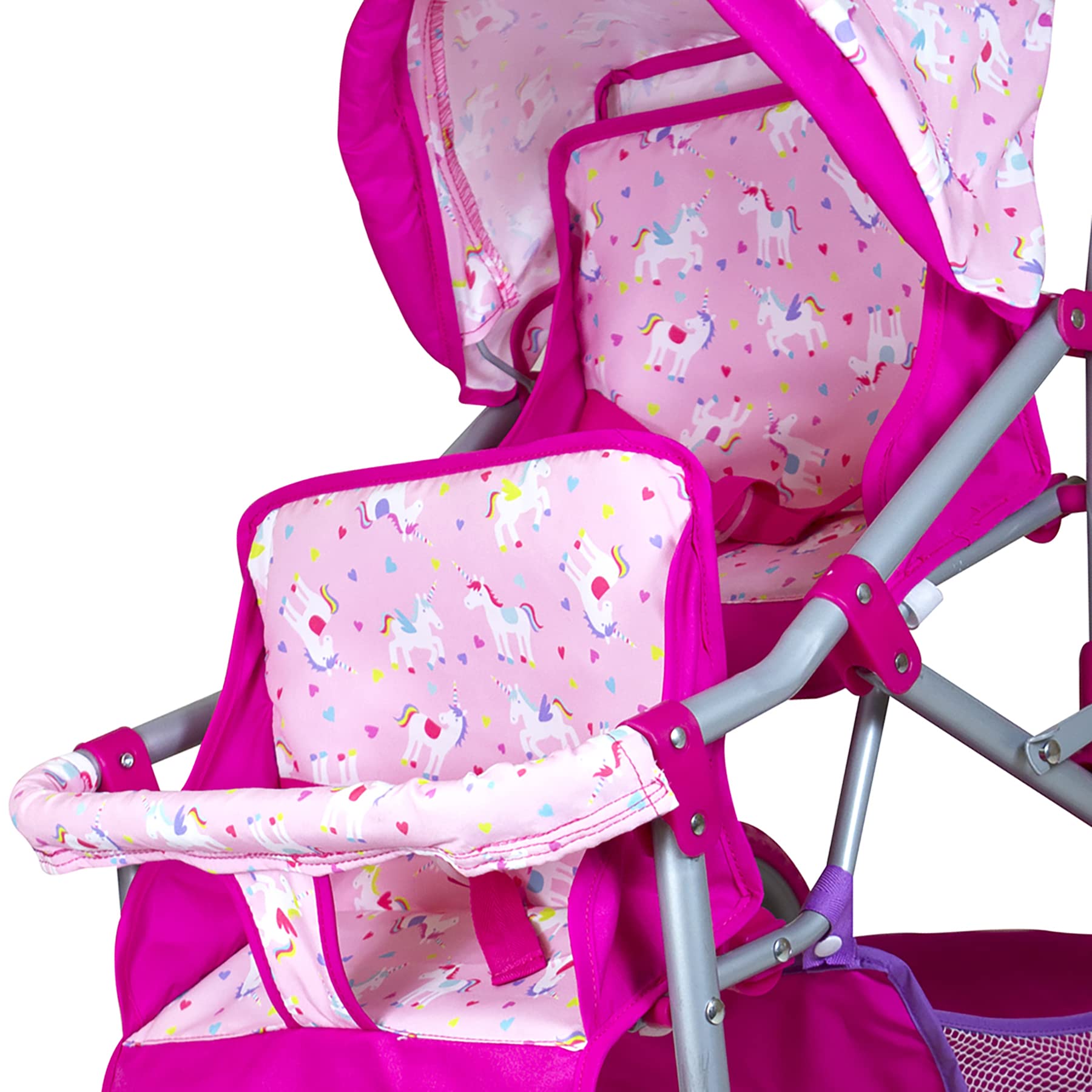 Lissi Colorful Twin Baby Doll Stroller - Lightweight & Foldable for Toddlers, Kids Pretend Play, Role Play, Outdoor Walks, and Indoor Playtime