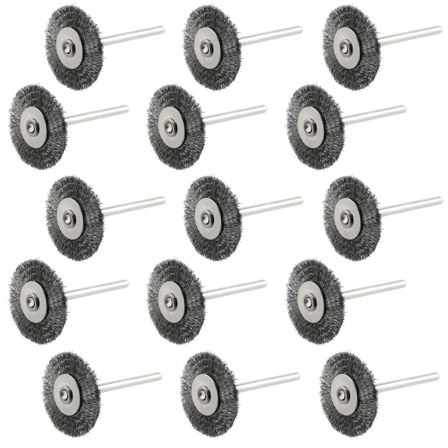 15pcs Stainless Steel Wire Brush Set - 25mm Flat Polishing Brushes for Dremel Rotary Tools | Metal Cleaning, Rust Removal & Surface Polishing for DIY Projects & Automotive Maintenance