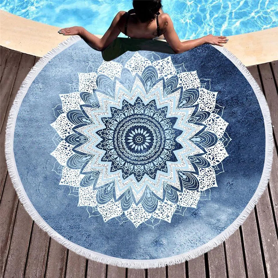 Bali Blue Surf Round Beach Towel - Soft & Absorbent 60