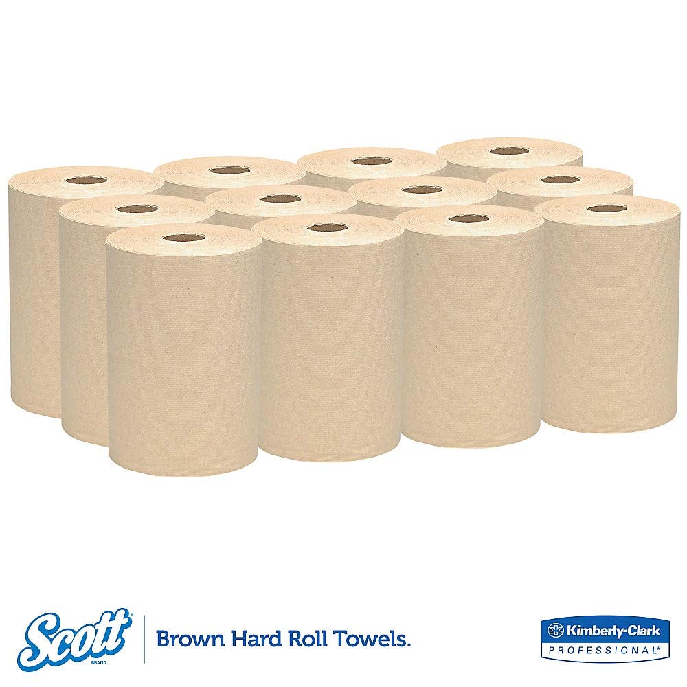 Scott Essential Hard Roll Paper Towels (02021), Natural, 400' per Roll, 12 Rolls per Case (4,800' Total) – Bulk Commercial & Household Cleaning Supplies for Kitchens, Bathrooms & Offices