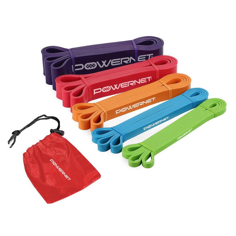 PowerNet Resistance Loop Exercise Bands for Strength Training, Yoga, Pilates & Physical Therapy - Latex Free Fitness Bands for Home Gym, Workout & Rehabilitation
