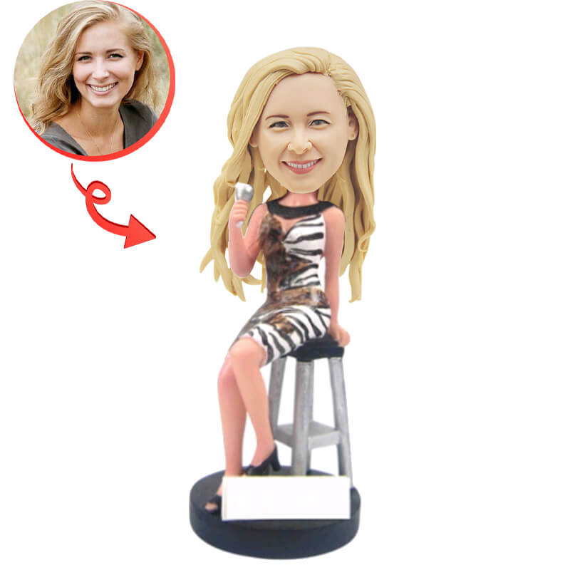 Custom Bobblehead of Woman in Bar - Personalized Figurine Gift for Birthday, Bachelorette Party & Office Decor - Unique Novelty Collectible for Women