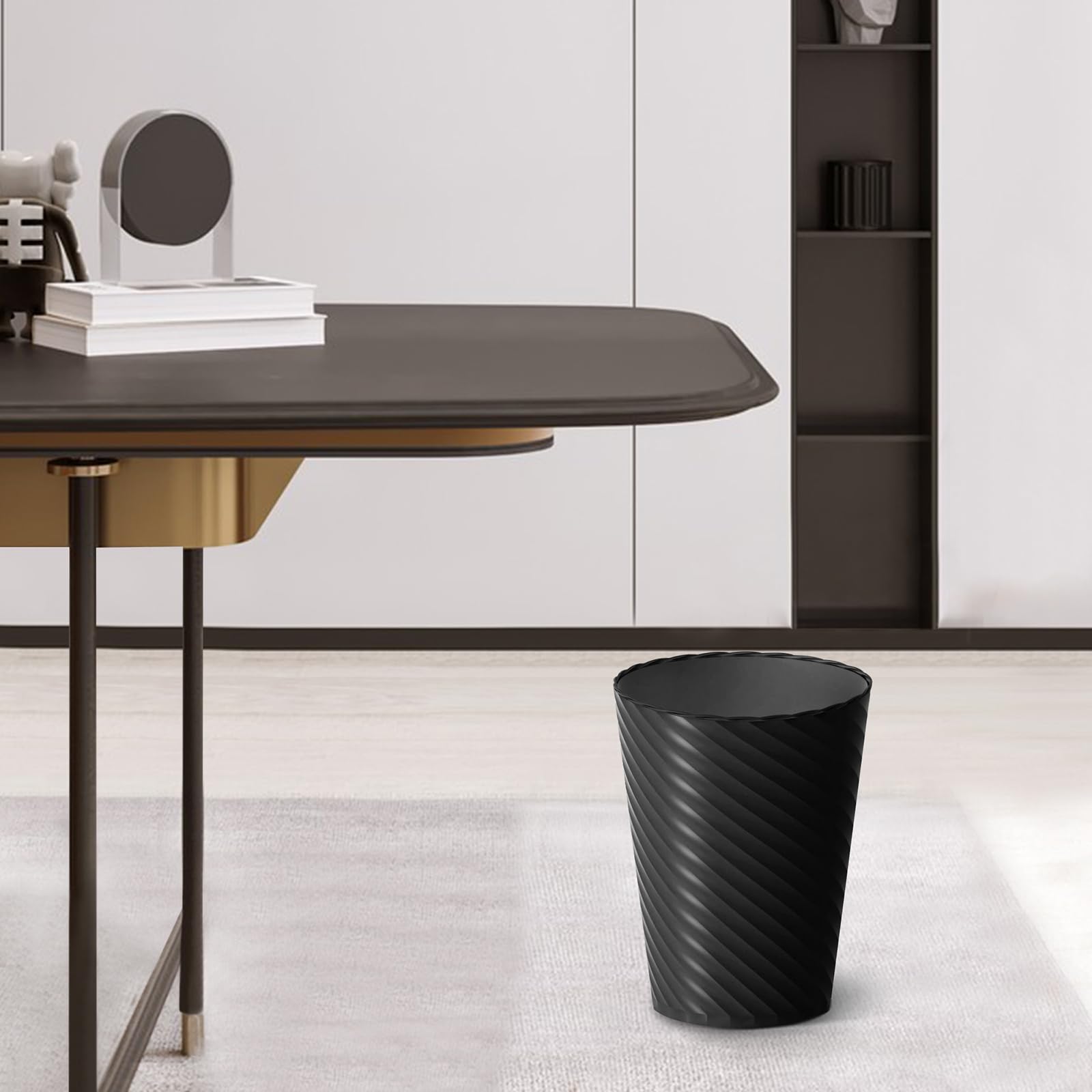 Lysam 3-Pack 1.8 Gallon Small Bathroom Trash Can with Liners - Round Plastic Waste Basket for Bathroom, Bedroom, Office - White, Black, Grey - Perfect for Tight Spaces & Home Organization