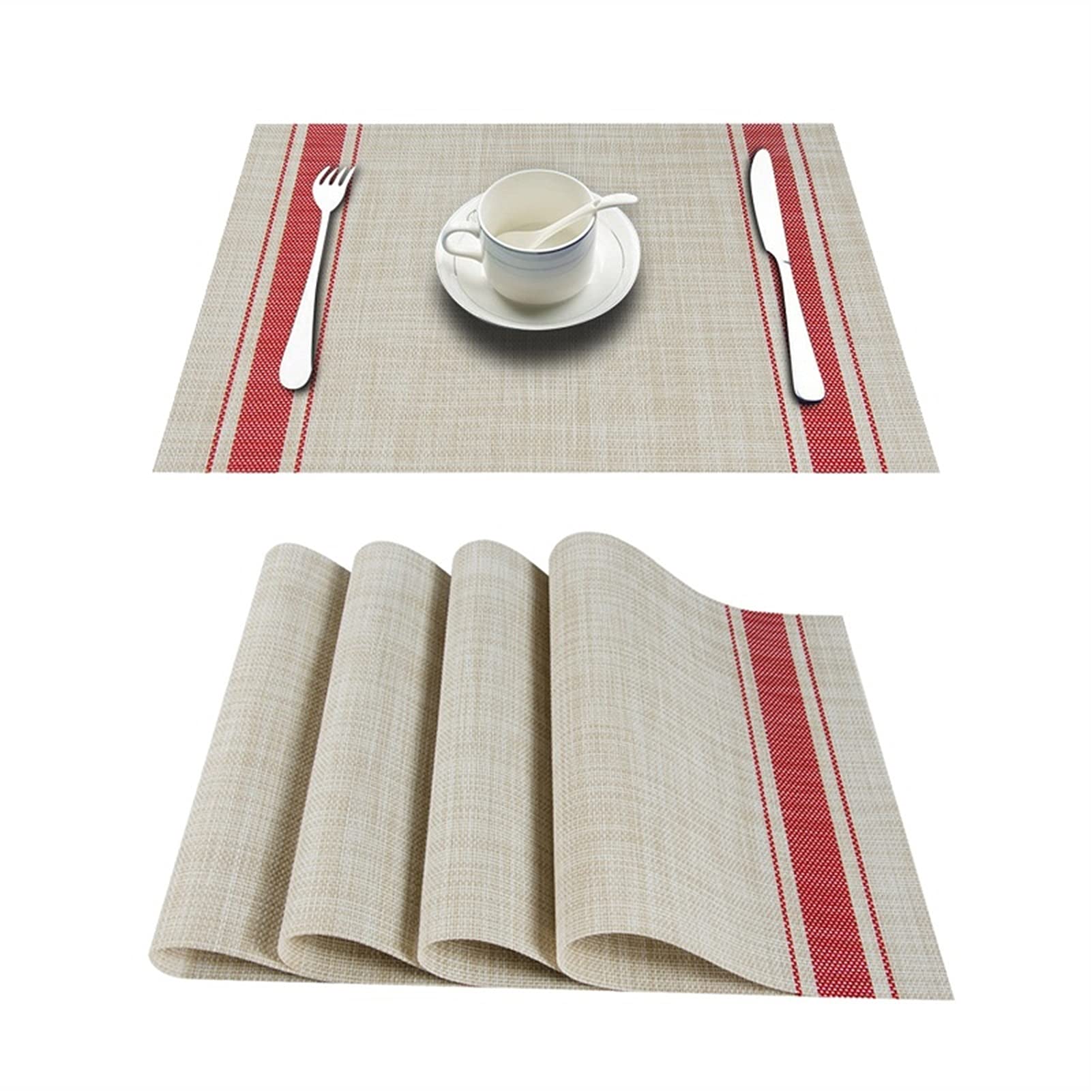 ZHBO Set of 4 Non-Slip PVC Placemats - Washable & Durable Table Mats for Dining, Kitchen, Coffee & Wine - Perfect for Everyday Use, Dinner Parties & Home Decor (10-Piece Set, Multiple Colors)