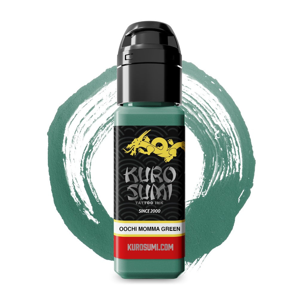 Kuro Sumi Oochi Momma Green Tattoo Ink - Professional Vegan Tattoo Supplies for Artists - Perfect for Black & Grey, Traditional, and Japanese Tattoo Styles