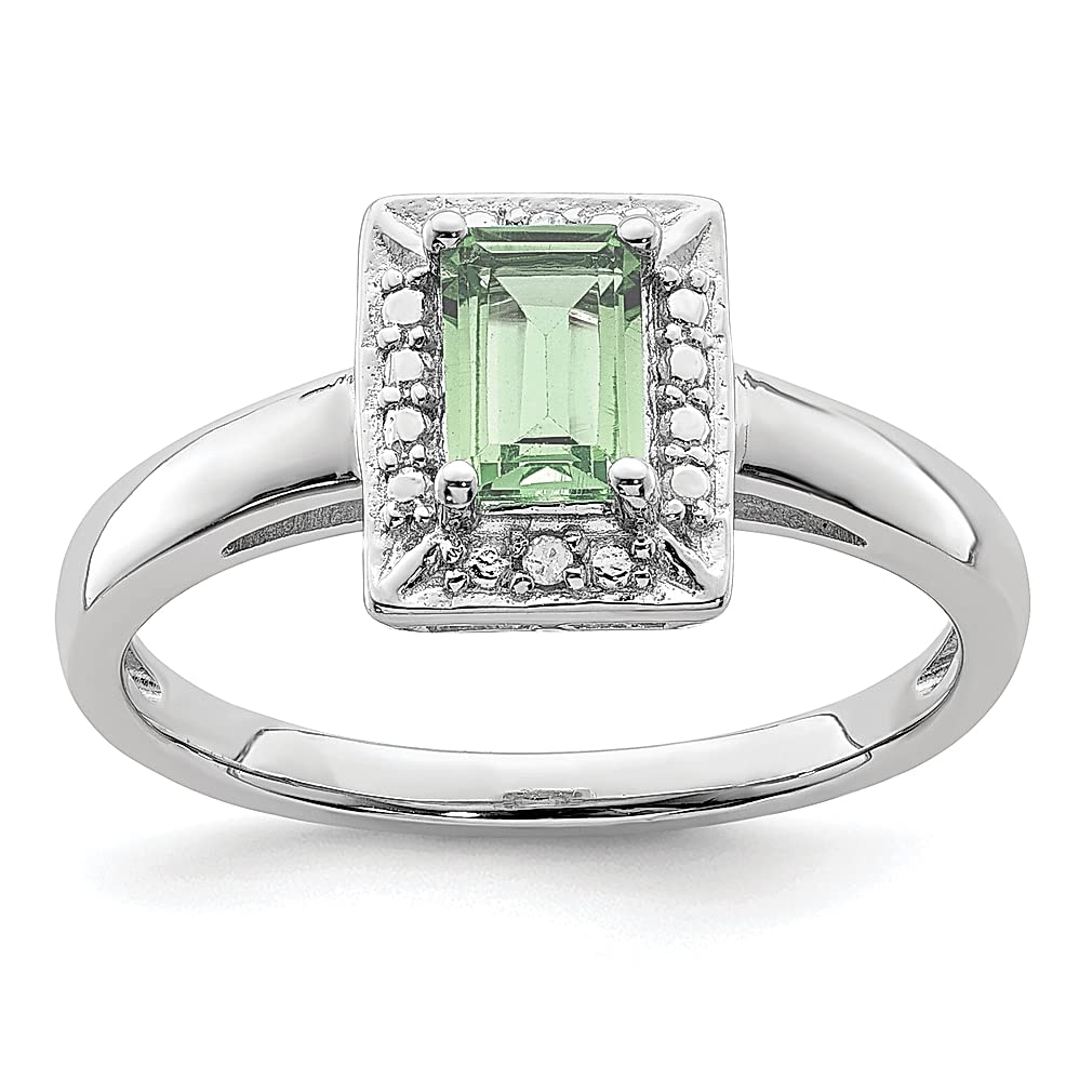 925 Sterling Silver Green Quartz Diamond Band Ring for Women | Elegant Gemstone Jewelry Gift for Her | Perfect for Weddings, Anniversaries & Special Occasions