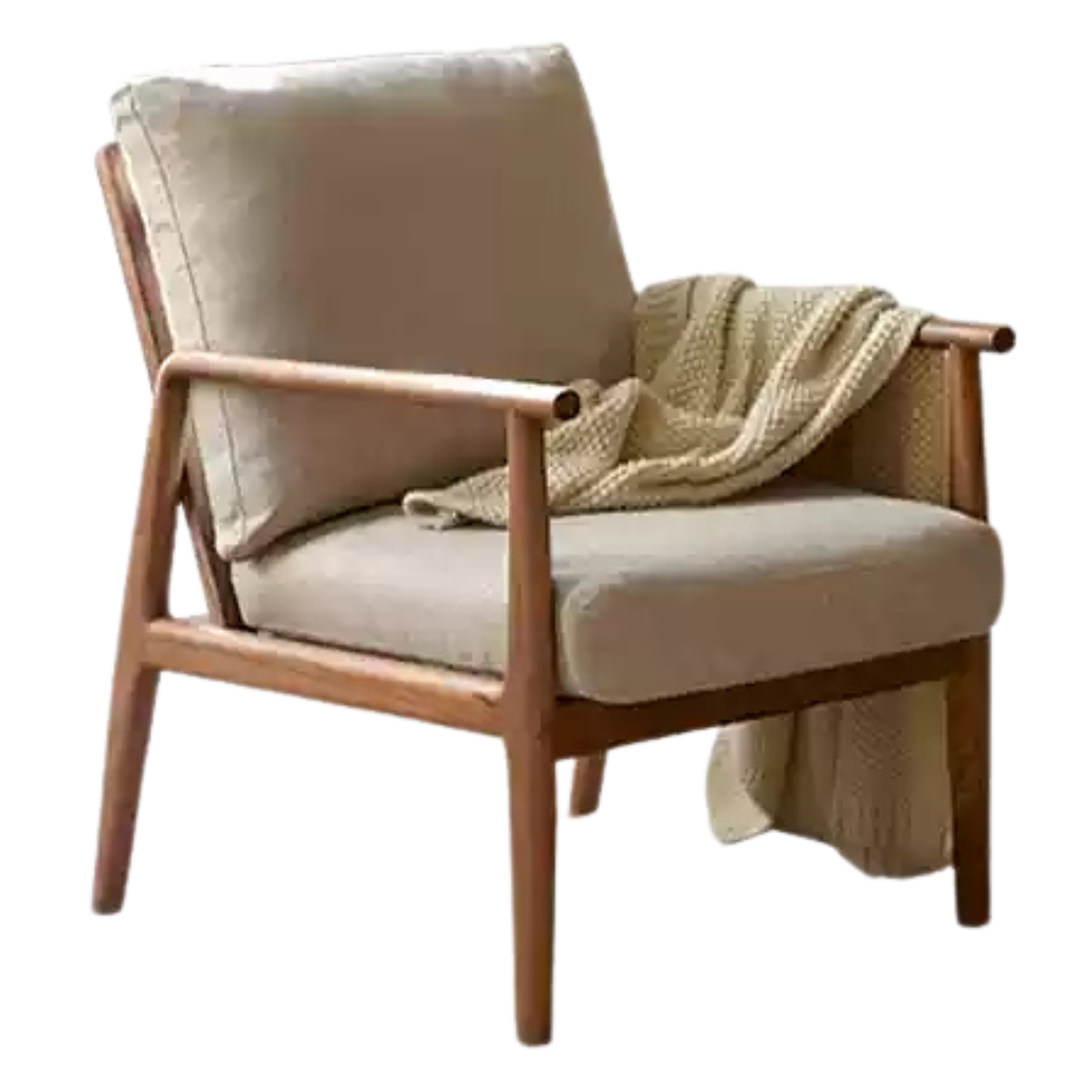 Premium Black Walnut and Ash Solid Wood Lounge Chair with Backrest - Perfect for Living Room, Reading Nook, or Office Relaxation