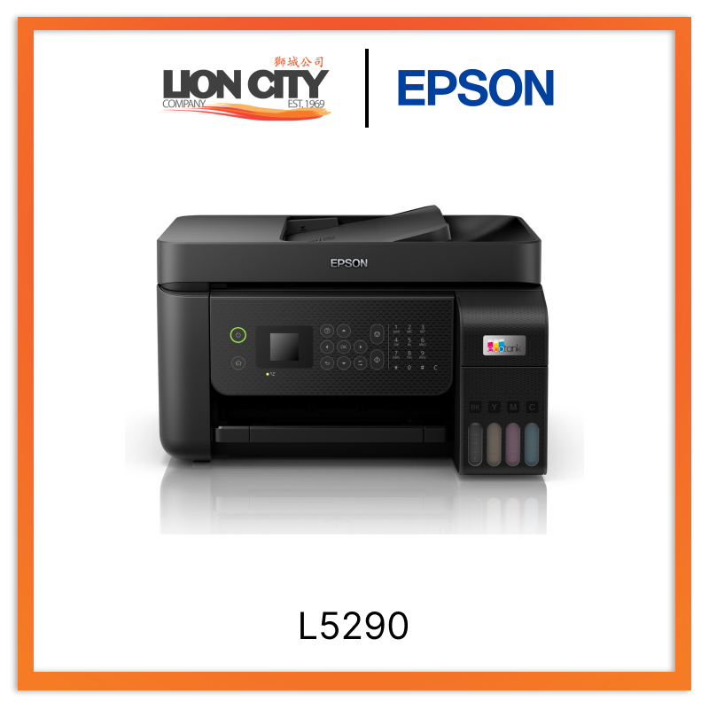 Epson EcoTank L5290 Wireless All-in-One A4 Ink Tank Printer with Auto Document Feeder (ADF) - High-Yield Printing for Home Office & Small Business | Fast WiFi Connectivity, Low-Cost Printing Solution
