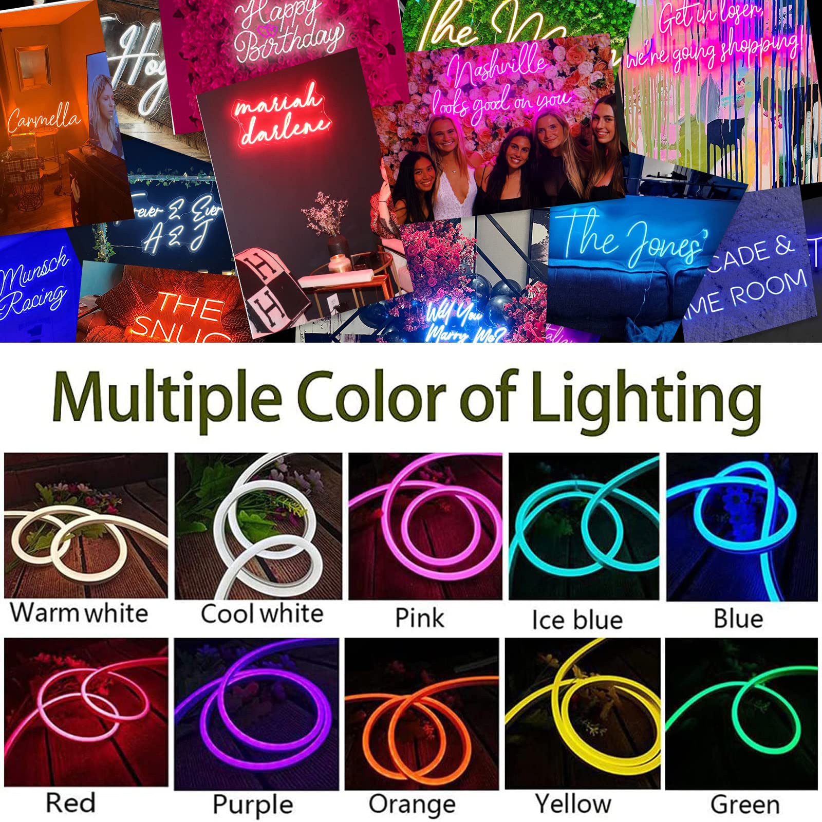 Custom LED Neon Signs - Personalized Wedding, Bedroom, Birthday Party Decor - 40