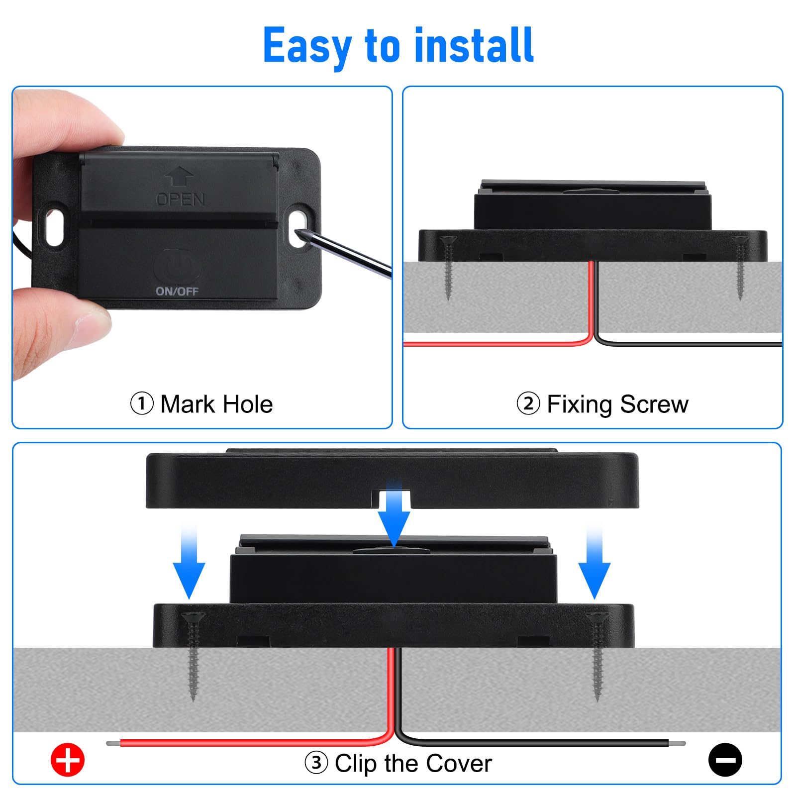 Linkstyle 4PCS RV USB Outlet - 30W Dual PD3.0 USB C & 18W QC3.0 USB A Fast Charger Socket with ON/Off Button - Perfect for Car, Marine, RV, and Camping Power Needs