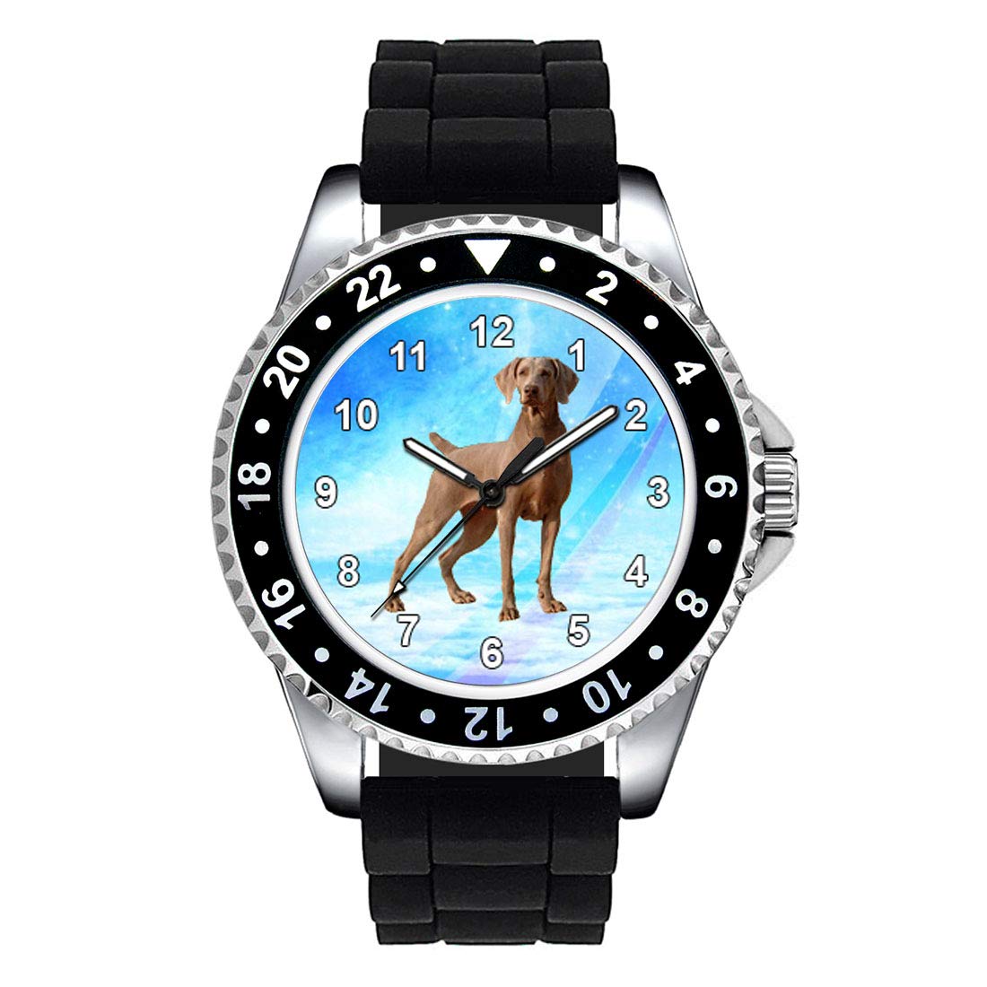 Timest Weimaraner Dog Watch - Black Silicone Strap for Men & Women | Outdoor & Casual Wear