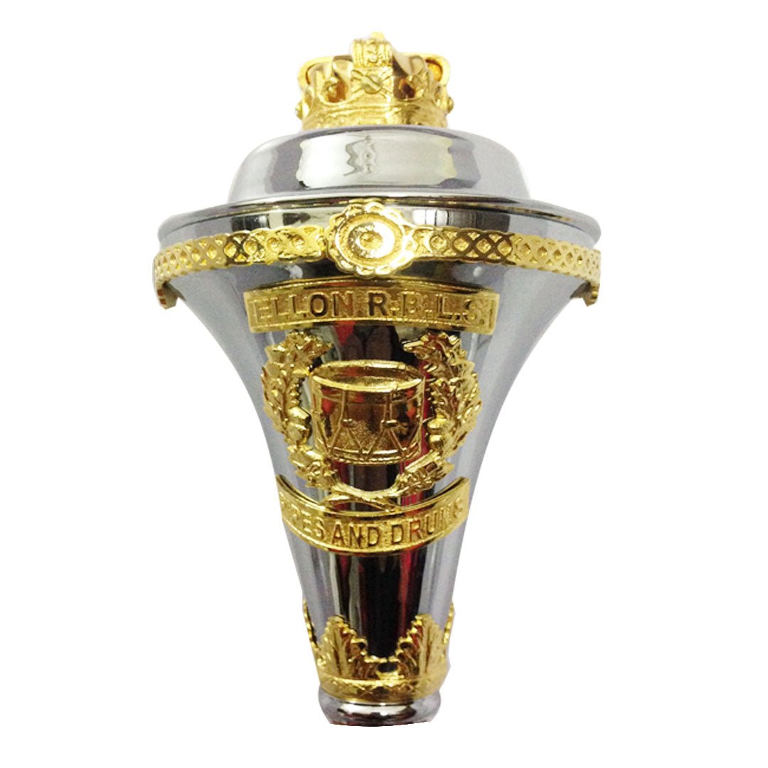 Custom Made Drum Major Mace Stave with Scrolls & Crown Top Head - Premium Marching Band Equipment for Parades, Ceremonies & Performances