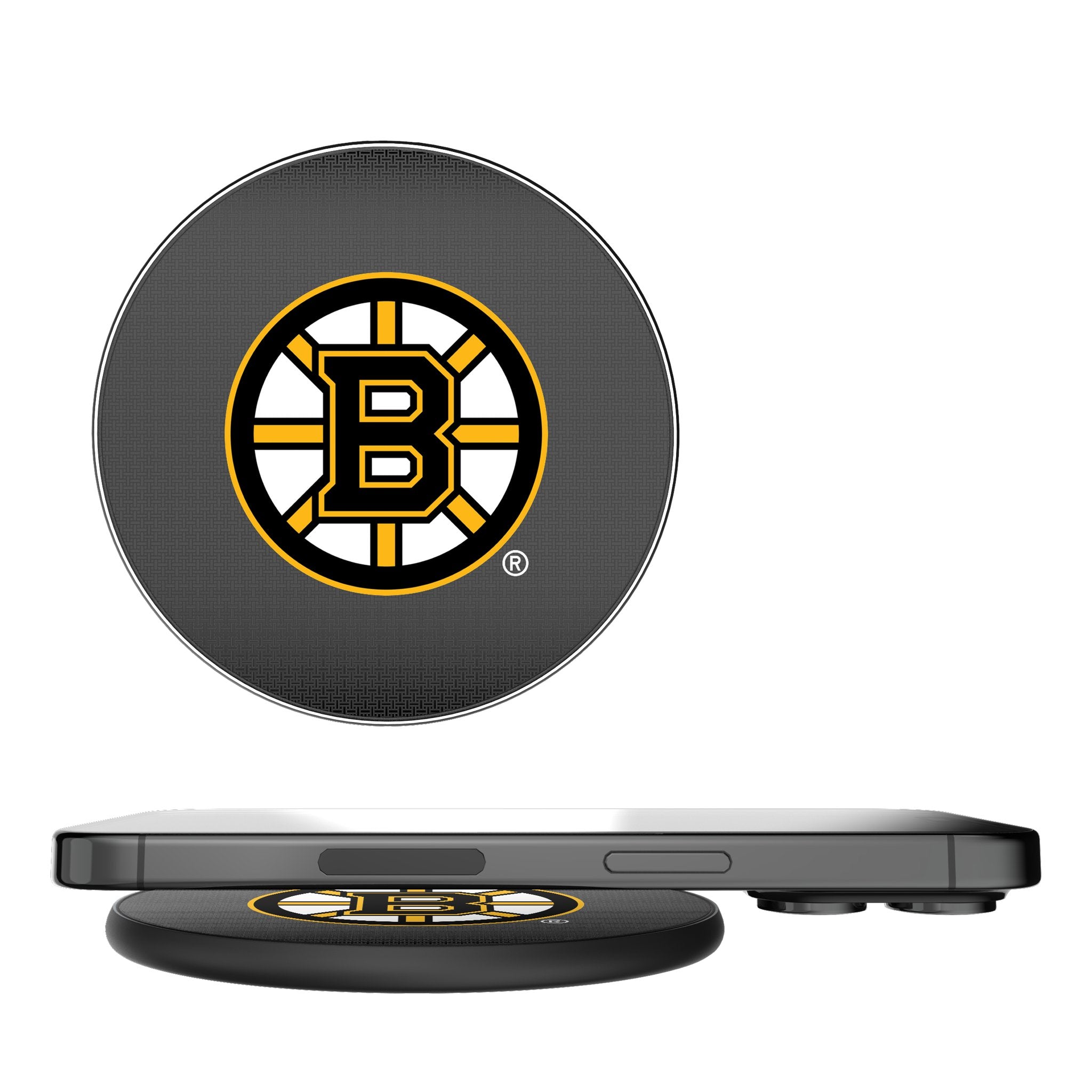 Boston Bruins 15W Fast Wireless Charger - NHL Team Logo Linen Pad for iPhone, Samsung, AirPods - Perfect for Home, Office, and Car Use