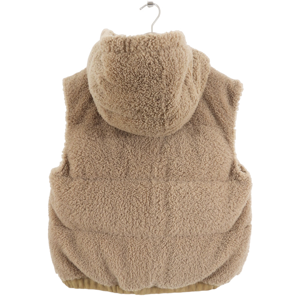 Brunello Cucinelli Brown Shearling Hooded Down Vest for Women - Size IT40 / US4 / XS / S - Winter Warm Fashion Outerwear for Casual & Outdoor Activities