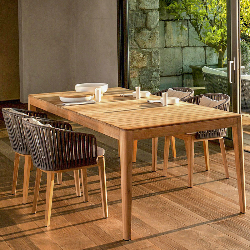 Rattan Chair and Table Set - Natural Wood Patio Furniture for Outdoor Dining, Garden, and Backyard Relaxation