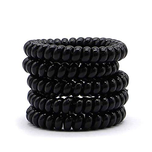 Shidara No Crease Spiral Hair Ties Set - 5 Piece Traceless Elastic Hair Coils, Ponytail Holders & Rubber Bands for Women & Girls - Perfect for Workouts, Yoga, Office & Everyday Styling