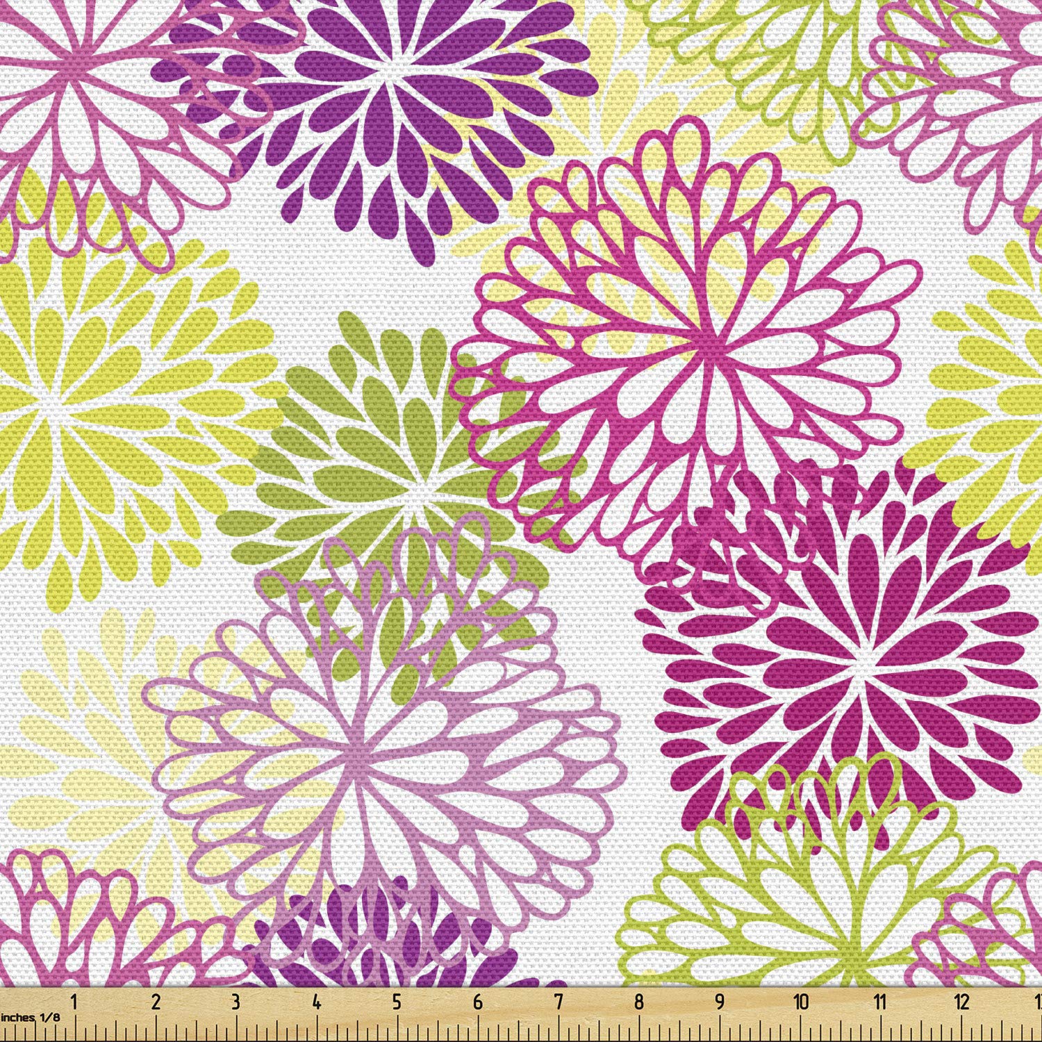 Ambesonne Floral Fabric by The Yard - Vintage Abstract Floral Design in Magenta Violet Green - 10 Yards for Upholstery, Curtains, DIY Home Decor & Craft Projects - Perfect for Bedroom, Living Room & Wedding Decorations