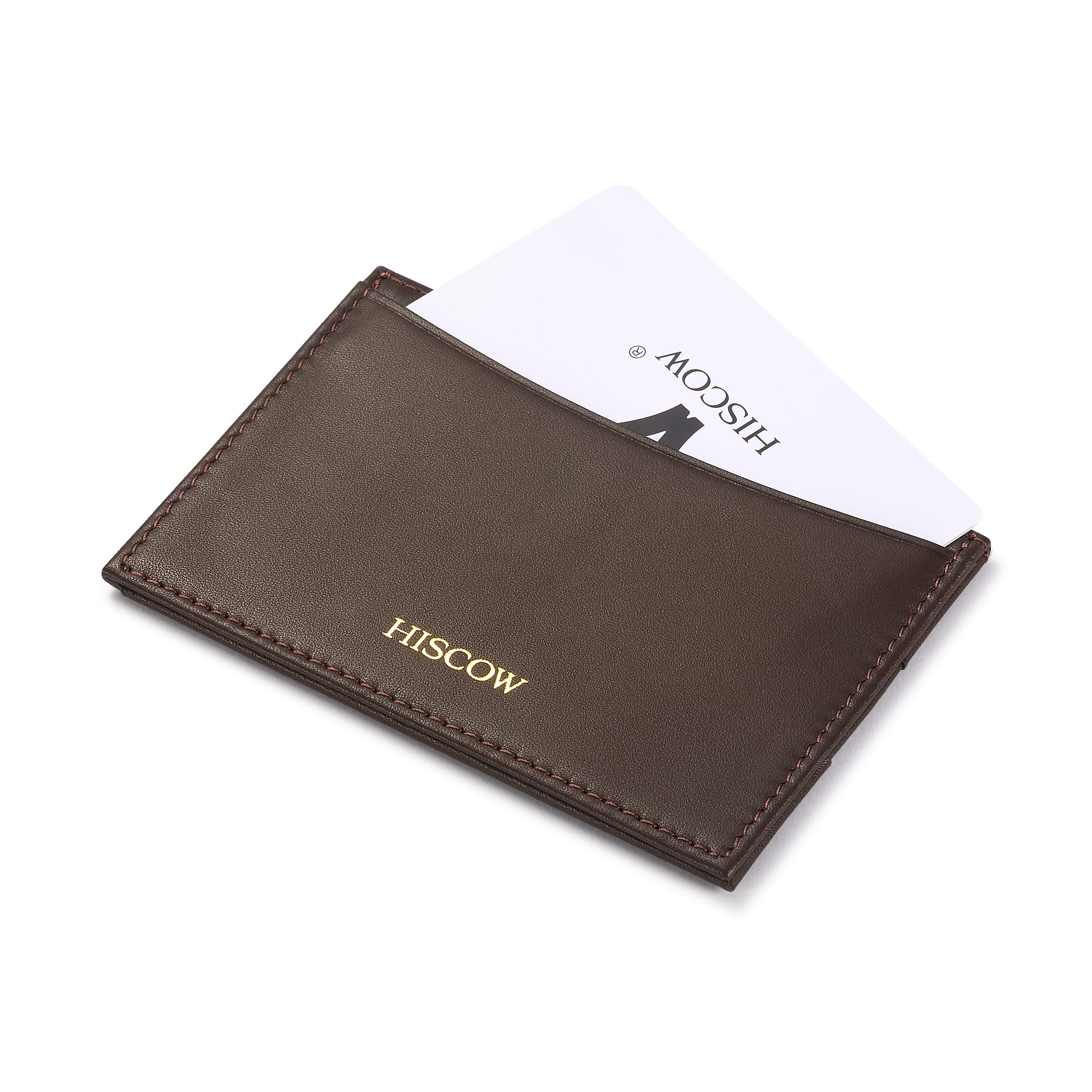 Slim Leather Card Holder for Men & Women - Coffee | ID & Credit Card Wallet for Travel & Daily Use