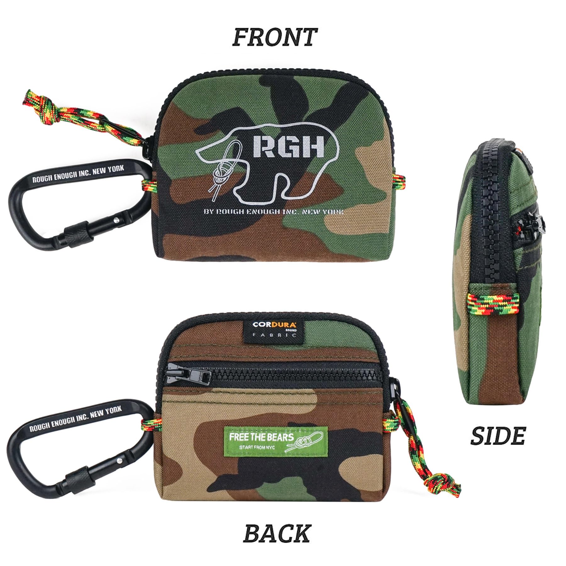 Rugged Small Card Holder Wallet with Keychain - Durable Cordura Military Camo Design for Men & Teens - Perfect for Everyday Use, Travel, and Outdoor Adventures