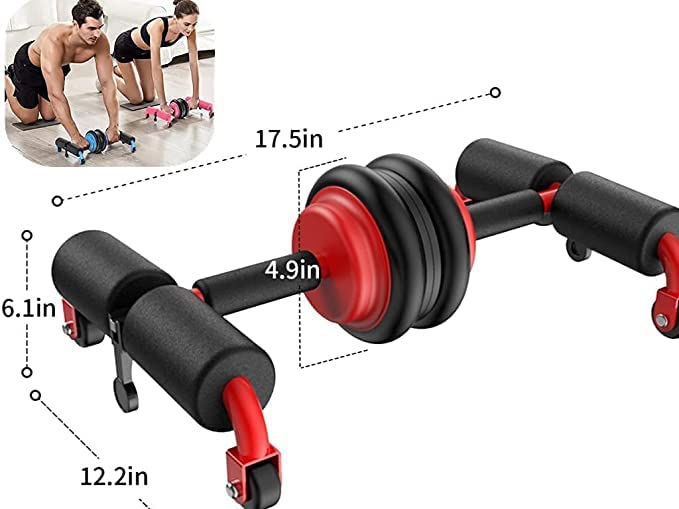 PIKFOS Ab Wheel Roller Kit with Knee Pad & Resistance Bands - Core Workout Equipment for Abs, Back & Arms - Home Gym Fitness Device for Men & Women - Perfect for Home Workouts, Strength Training & Full Body Exercises