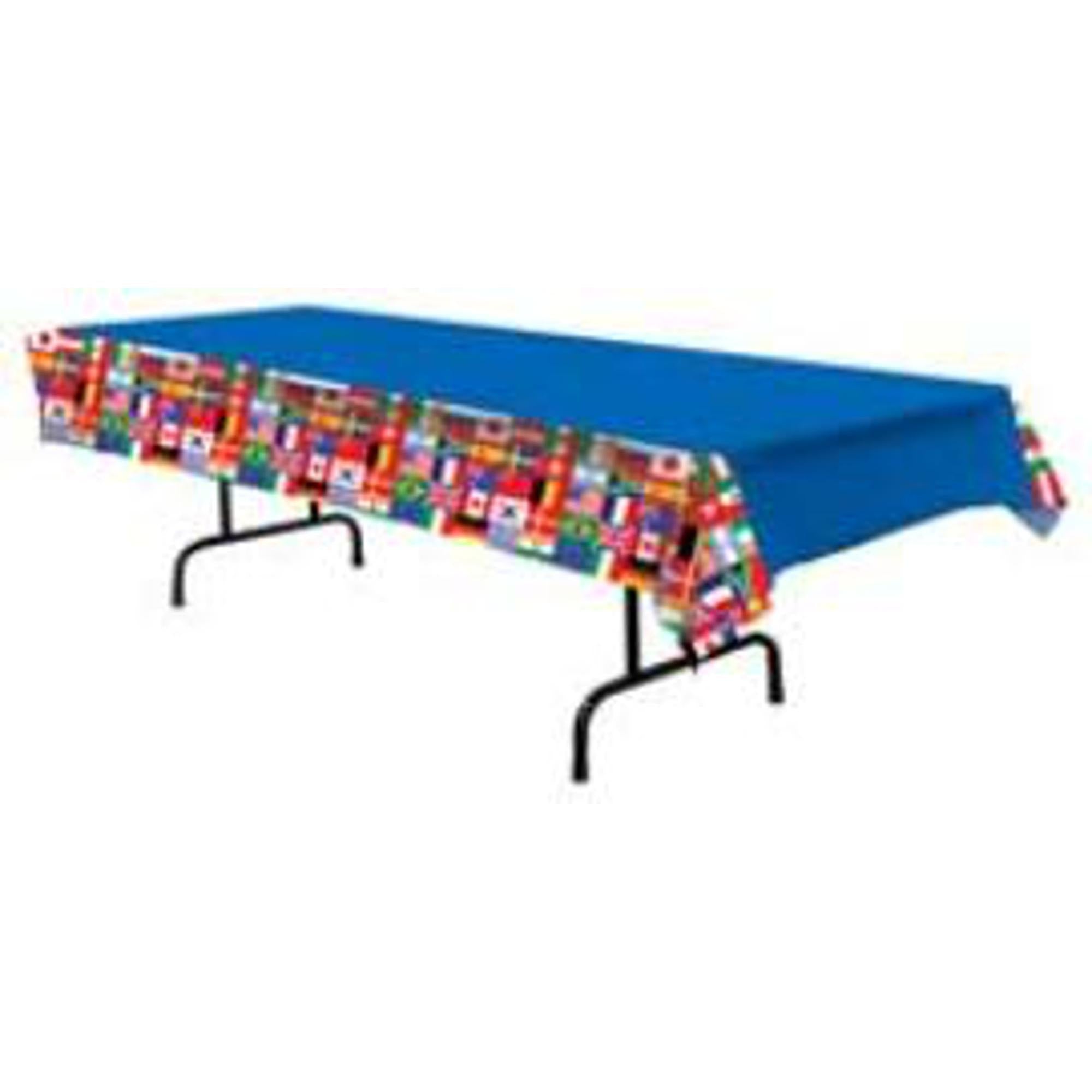 Colorful International Flag Plastic Table Cover - Waterproof & Durable for Parties, BBQs, and Outdoor Events