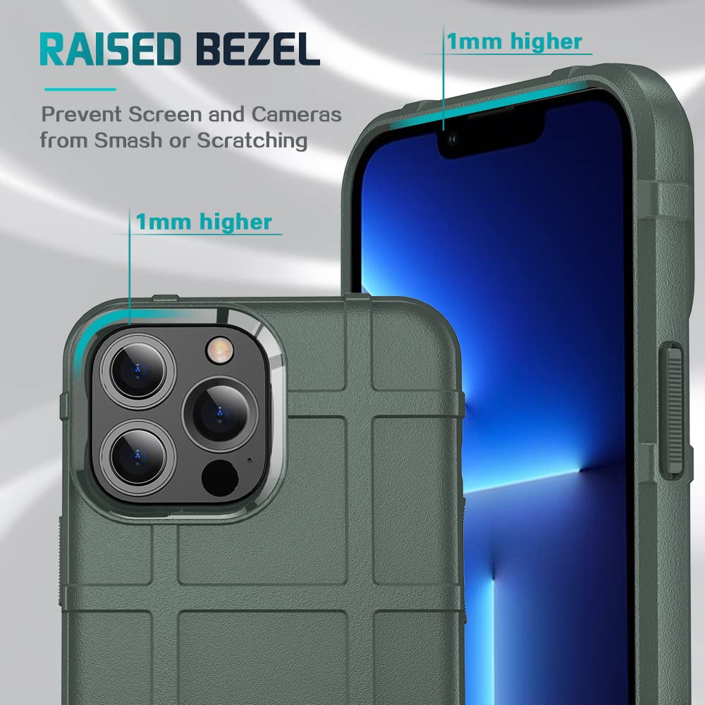 Rugged Shield 8ft Drop Proof TPU Thick Armor Tactical Protective Case for iPhone 13 Pro Max (6.7 Inch) - Boreal Forest | Heavy Duty Shockproof Cover for Outdoor, Work & Adventure