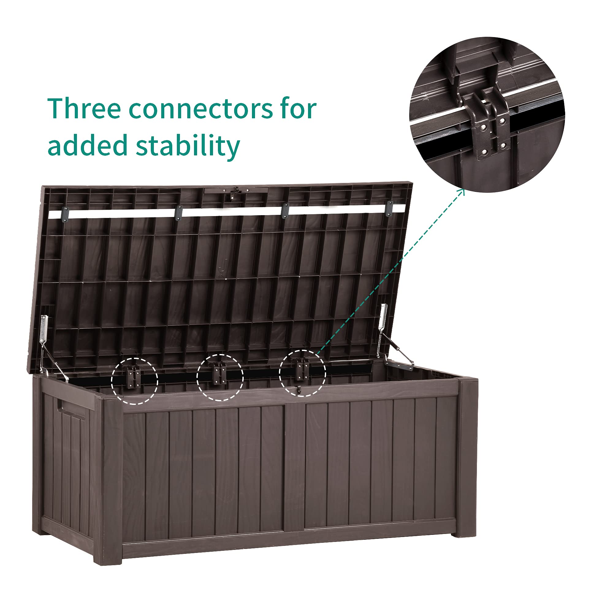 YITAHOME 120 Gallon Outdoor Storage Deck Box - Large Waterproof Resin Patio Storage Container for Garden Tools, Pool Supplies & Outdoor Cushions - Lockable Deck Box (Brown) - Perfect for Backyard, Patio & Poolside Organization