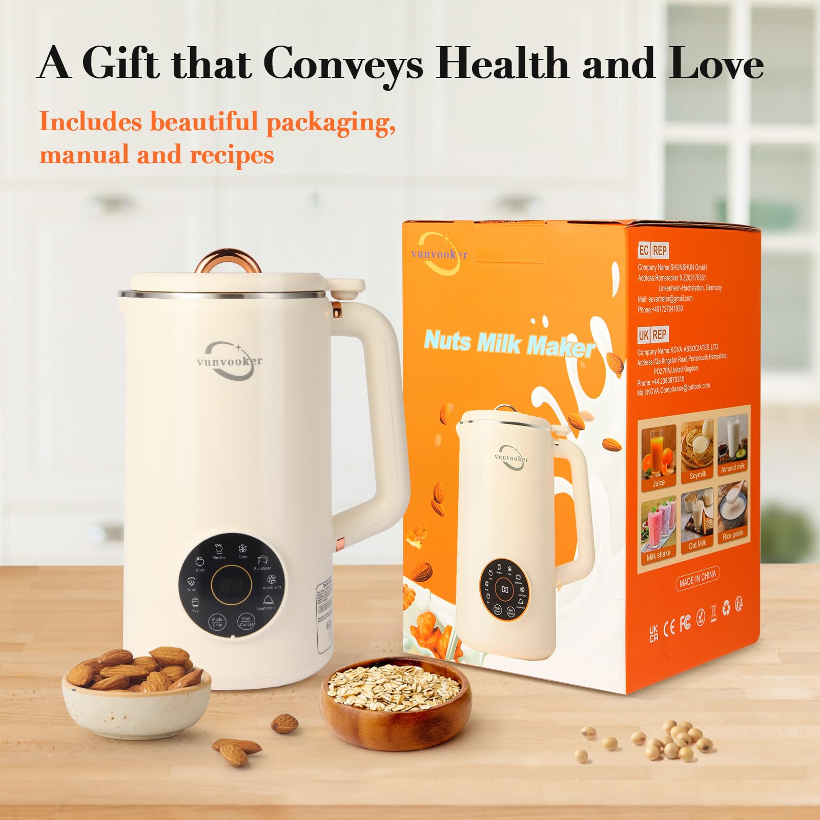 35OZ (1000ML) Nut Milk Maker Machine - Automatic Soy, Almond, Oat, Fruit & Corn Juice Maker with Preset, Auto Clean, Keep Warm & Boil Water - Perfect for Homemade Plant-Based Milk, Smoothies & Healthy Drinks at Home