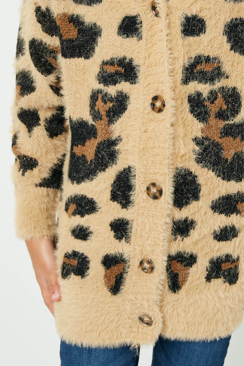 Soft Fuzzy Leopard Print Sweater for Women - Cozy Winter Pullover for Casual Outfits & Lounge Wear