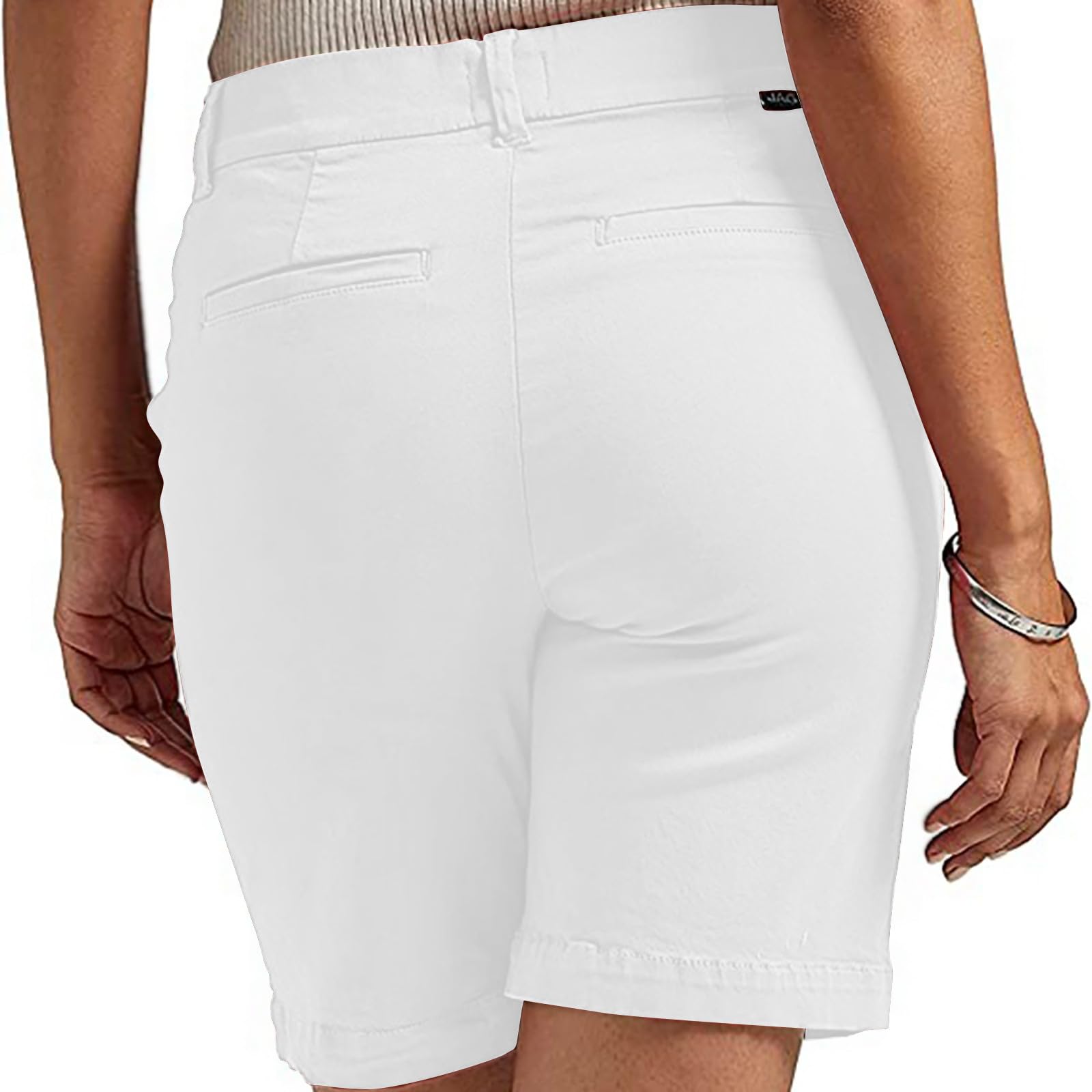 Y2K Stretchy Women's Bermuda Shorts - High Waisted Casual Summer Shorts for Outfits