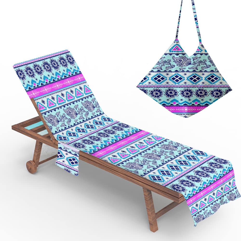 CNKOBE Microfiber Beach Chair Cover with Storage Pockets - 78.7