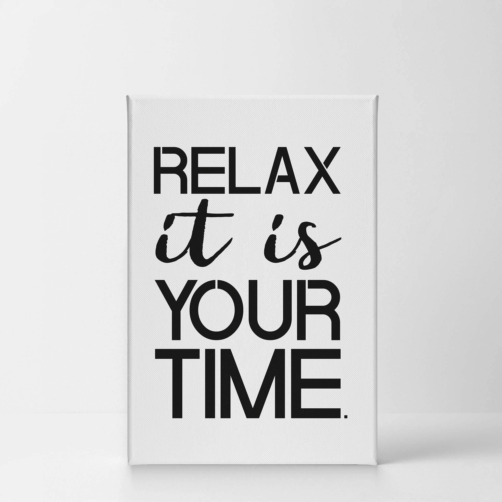 Funny Bathroom Wall Art - 'Relax It's Your Time' Canvas Print - 40x30 Inch Ready to Hang Bathroom Decor - Made in USA - Perfect for Powder Room, Guest Bathroom & Home Decoration