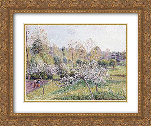 Camille Pissarro 17x15 Inch Gold Ornate Framed Double Matted Museum Art Print - Apple Trees in Blossom, Eragny - Wall Decor for Living Room, Office & Gallery Display