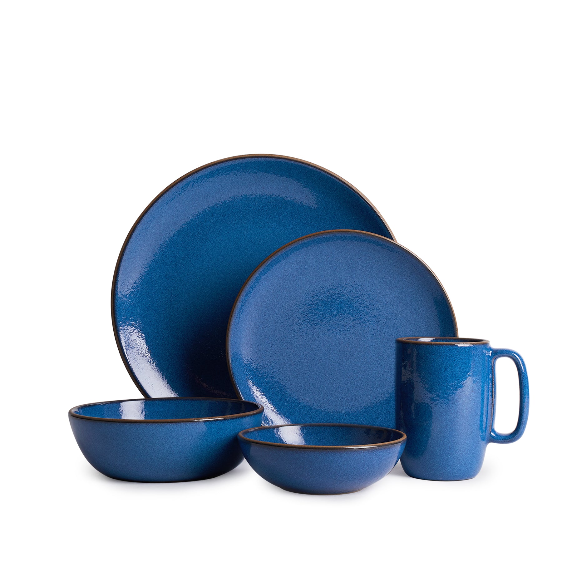 Premium Moonstone 5-Piece Dinnerware Set - Elegant Stoneware Plates & Bowls for Everyday Dining, Entertaining & Special Occasions