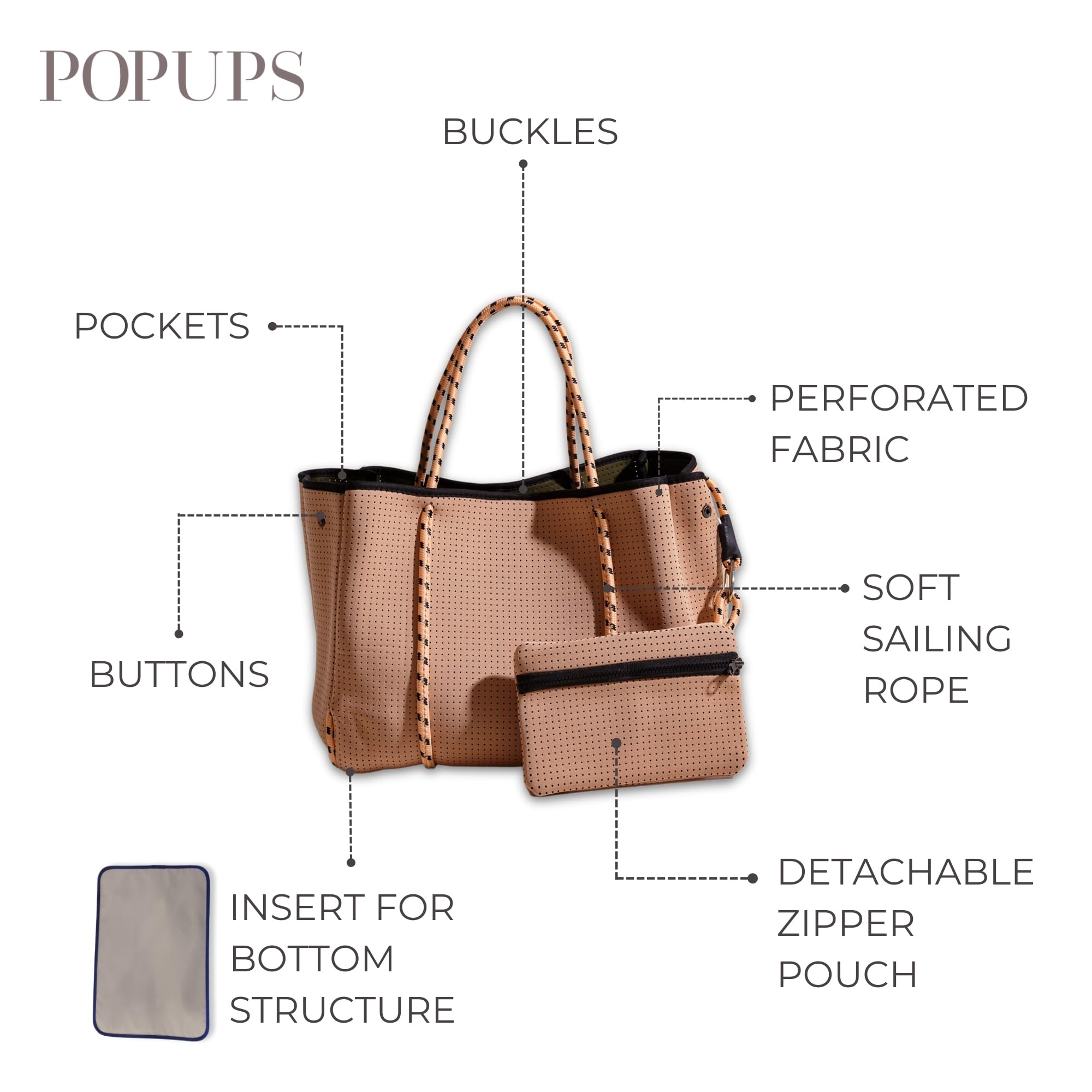 Stylish Large Neoprene Tote Bag for Women - Water-Resistant Designer Handbag with Multiple Pockets & Zipper Pouch | Perfect for Work, Travel, Beach & Everyday Use